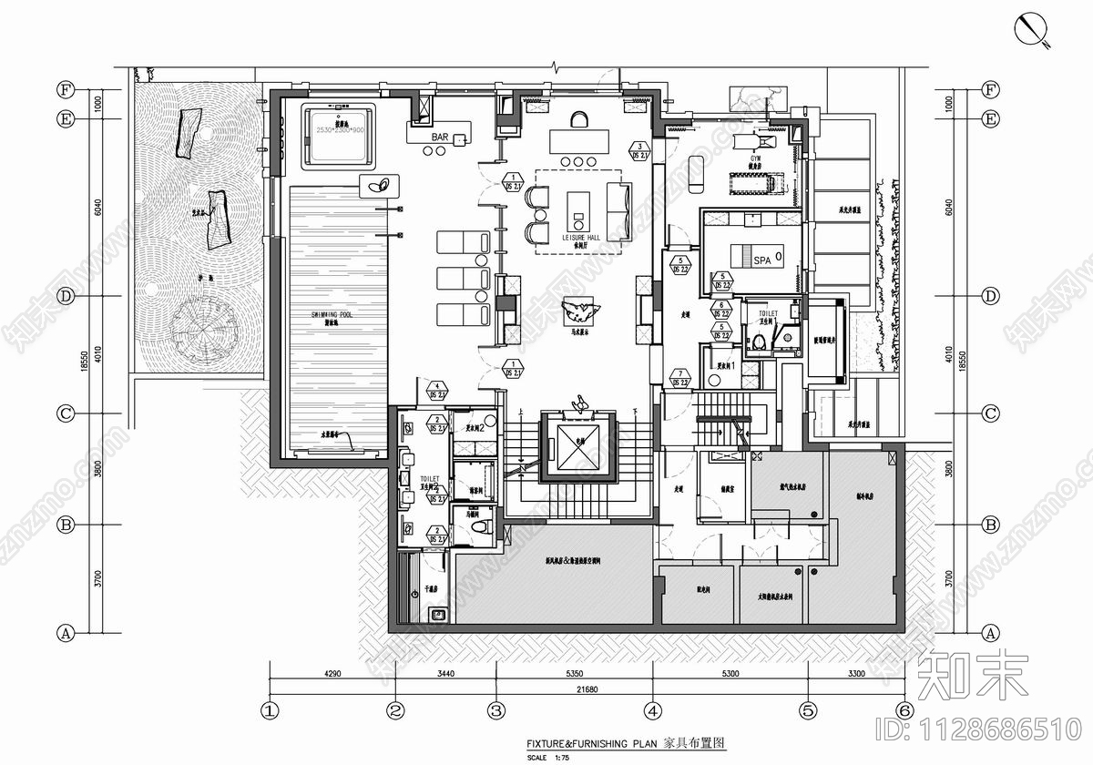 豪华别墅室内施工图下载【ID:1128686510】