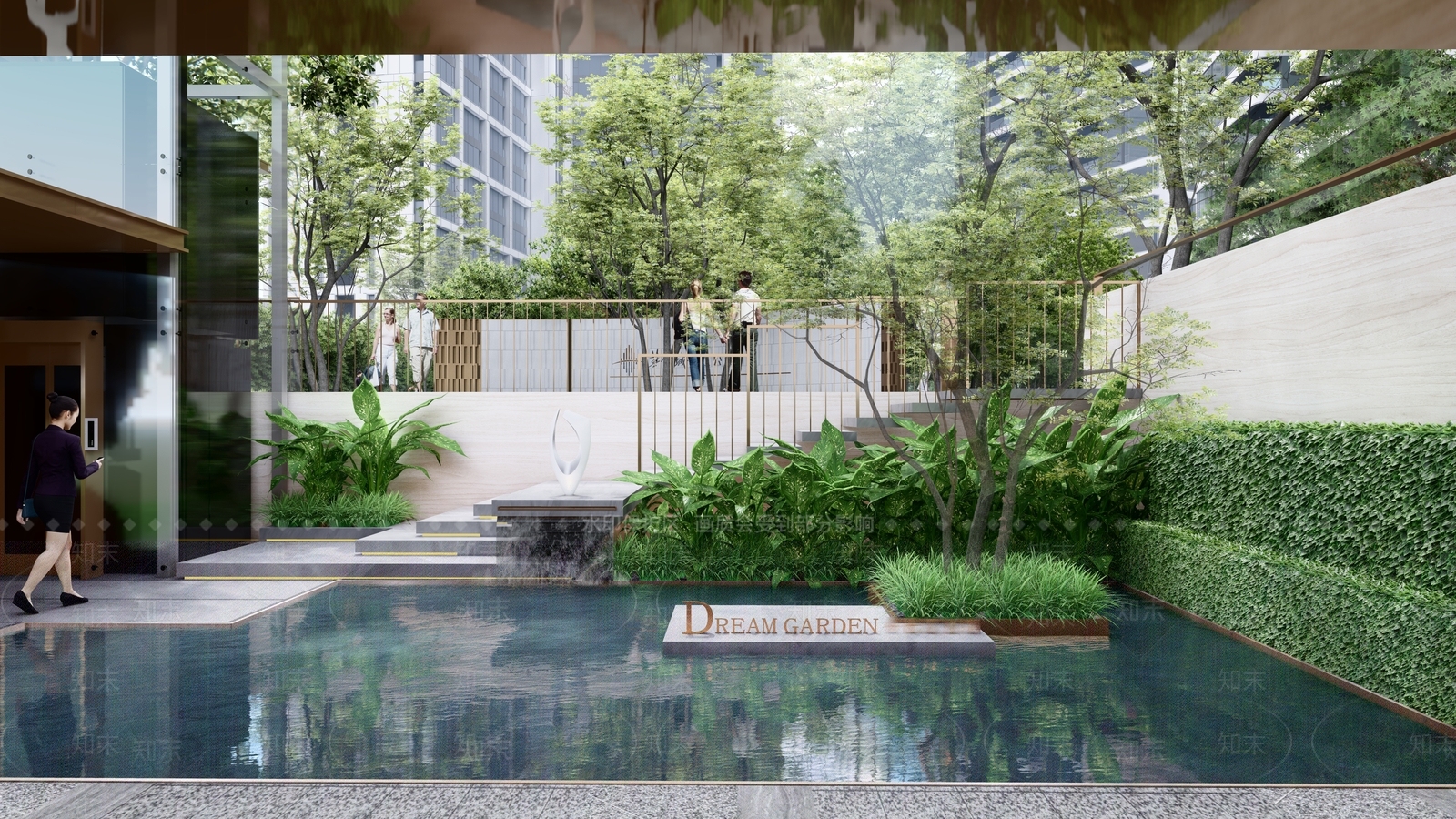 现代住宅庭院花园SU模型下载【ID:1128689001】