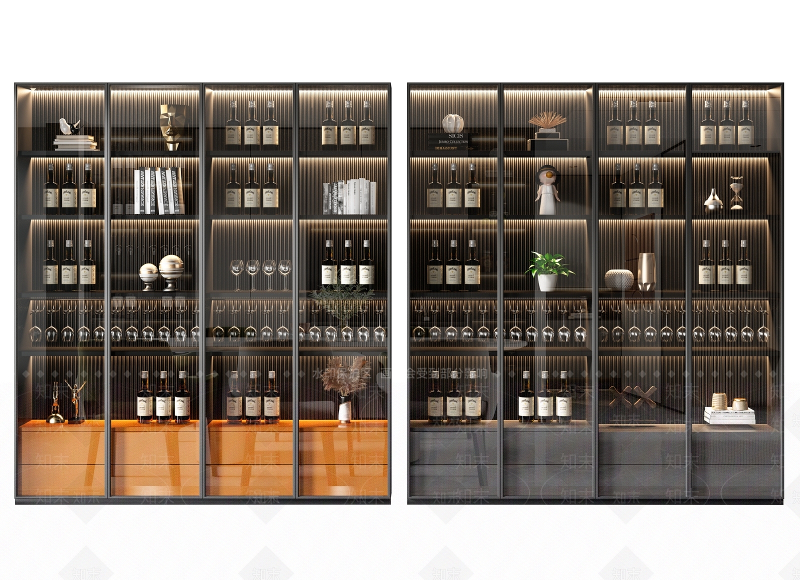 现代酒柜组合3D模型下载【ID:1128699007】