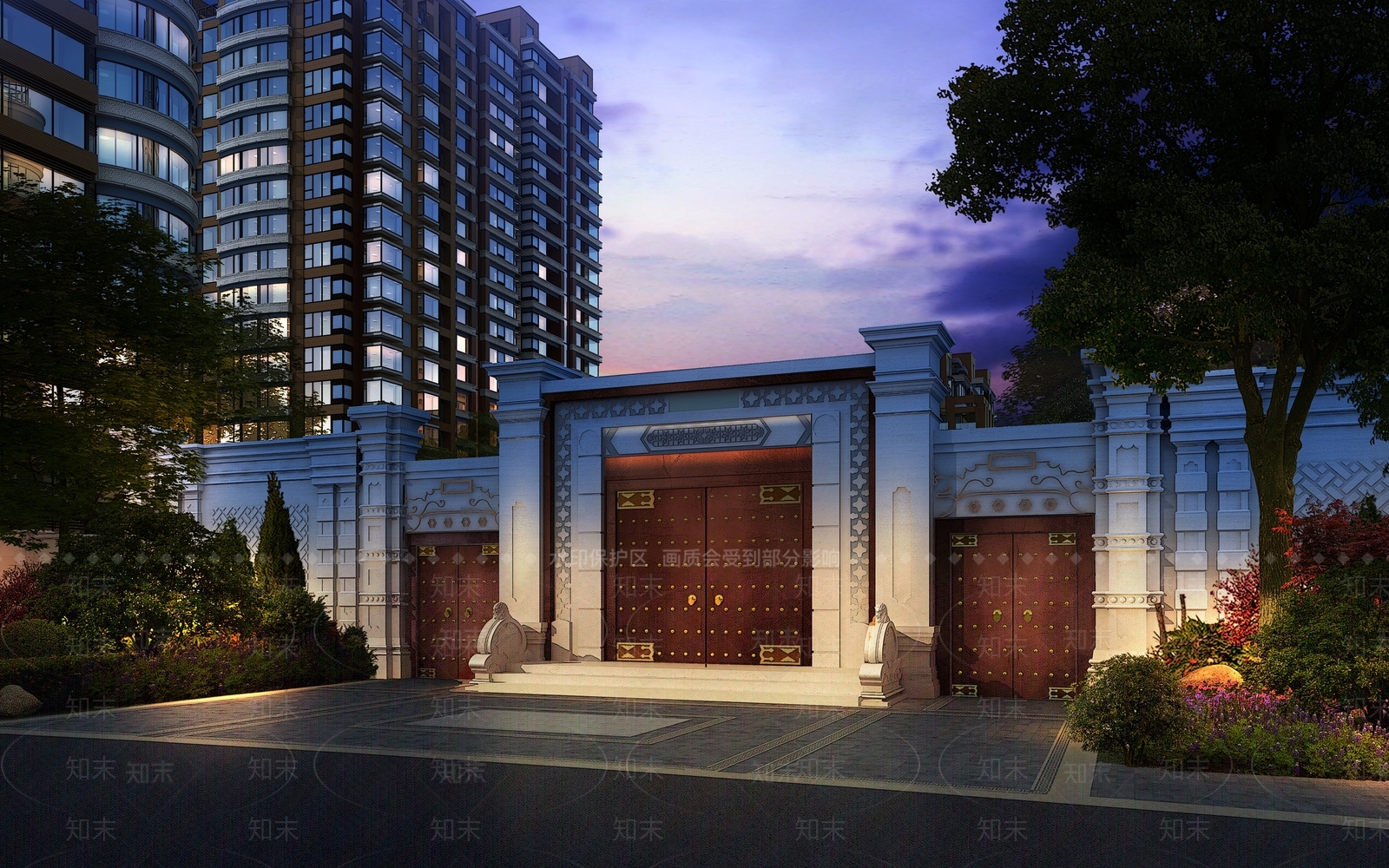 新中式小区大门3D模型下载【ID:1128704822】
