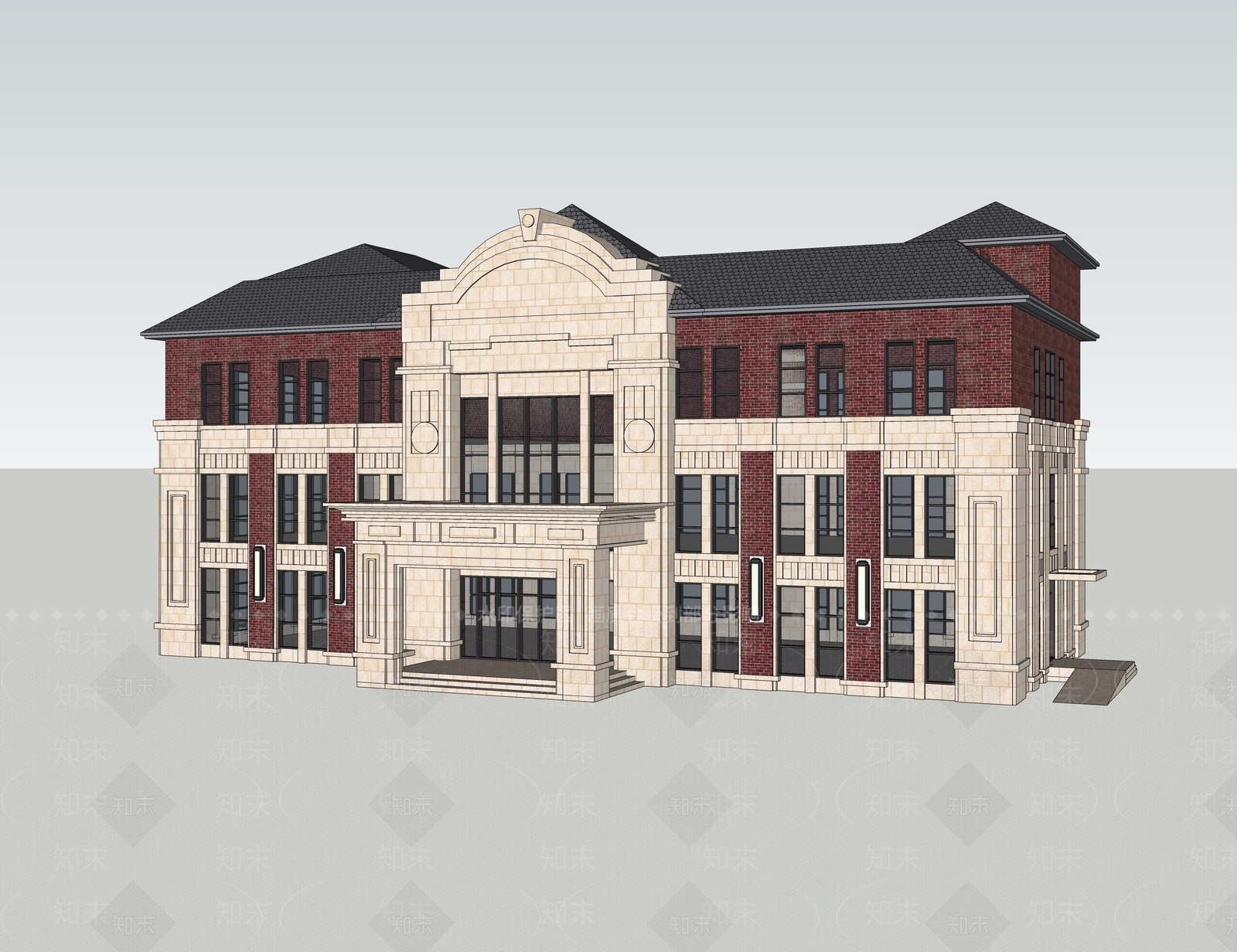 欧式多层办公楼SU模型下载【ID:1128715739】