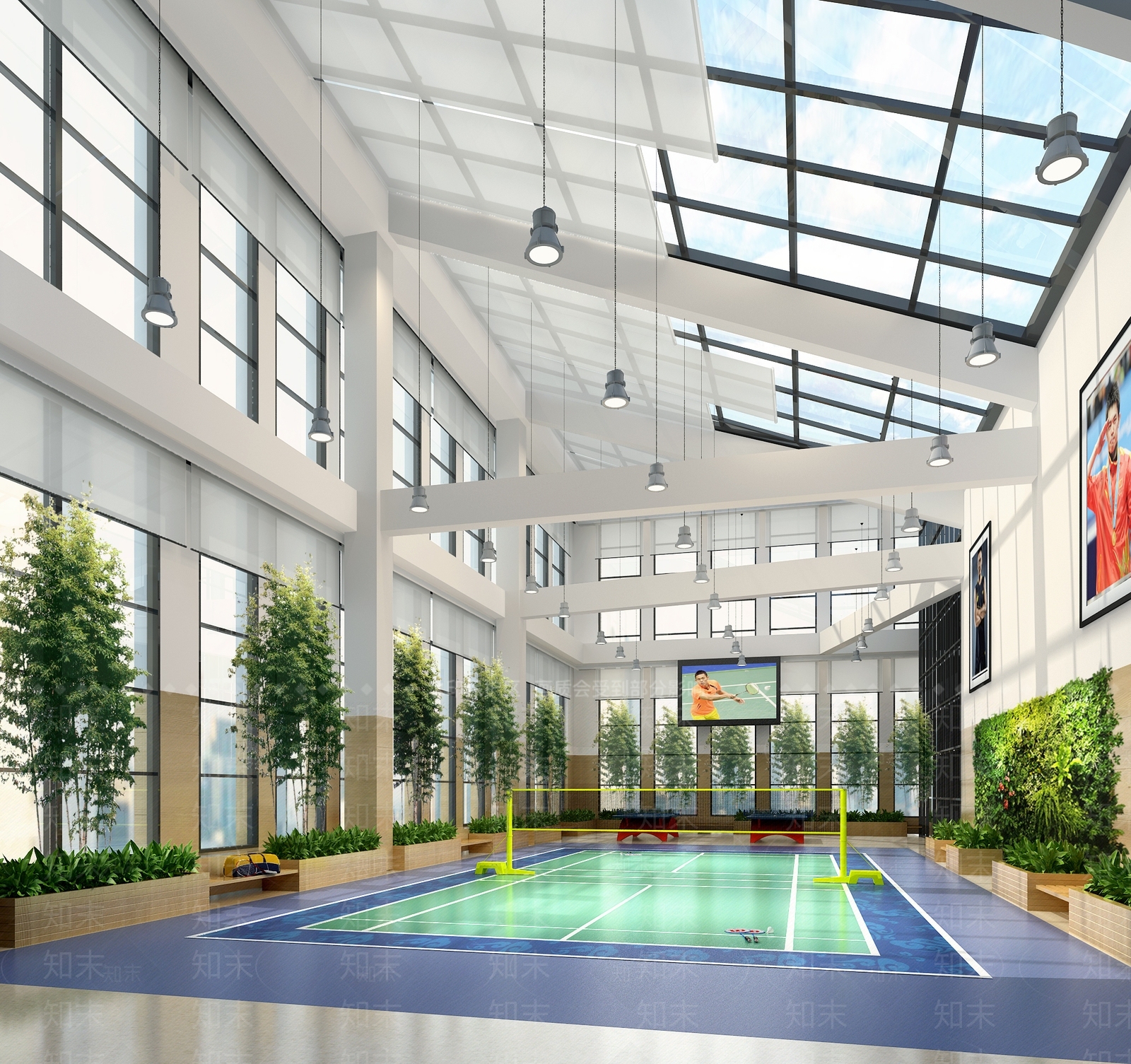 现代羽毛球场3D模型下载【ID:1131436490】