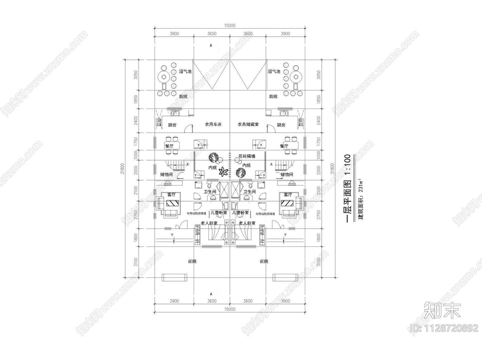 多层住宅建筑平面图施工图下载【ID:1128720892】