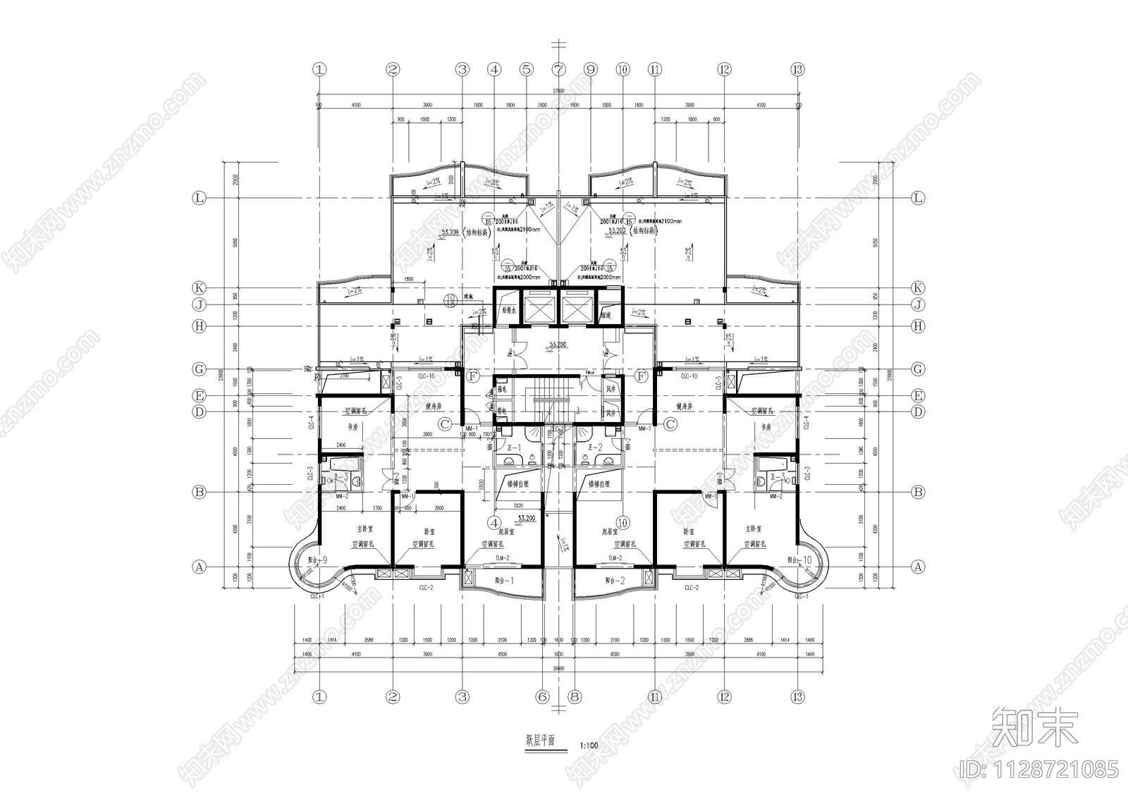 高层公寓建筑施工图下载【ID:1128721085】