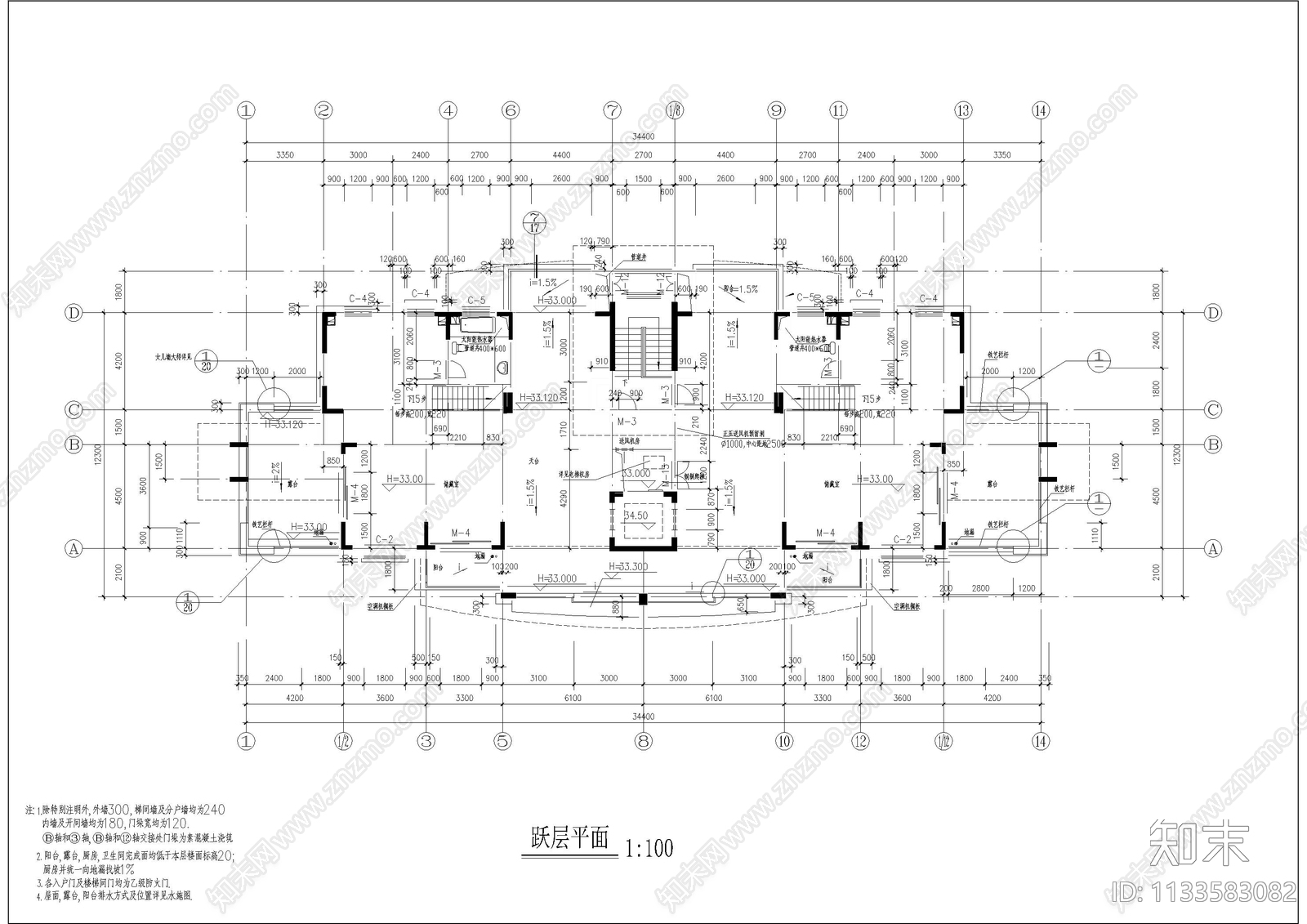 高层住宅建筑cad施工图下载【ID:1133583082】