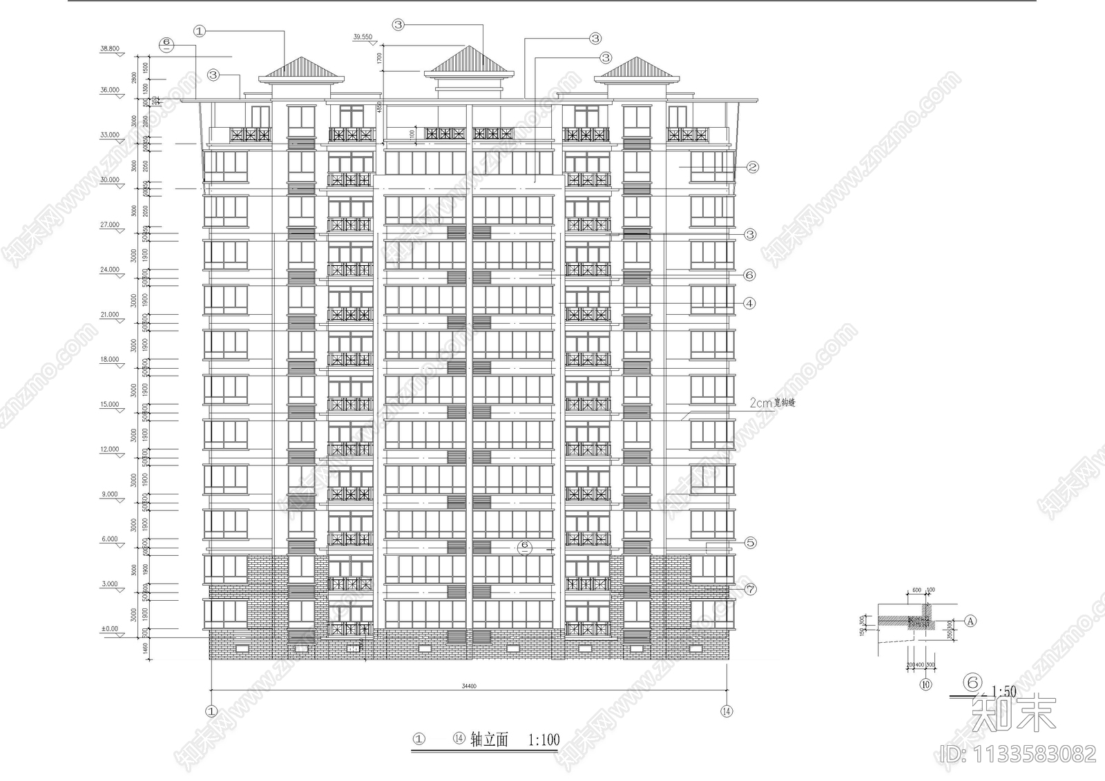 高层住宅建筑cad施工图下载【ID:1133583082】