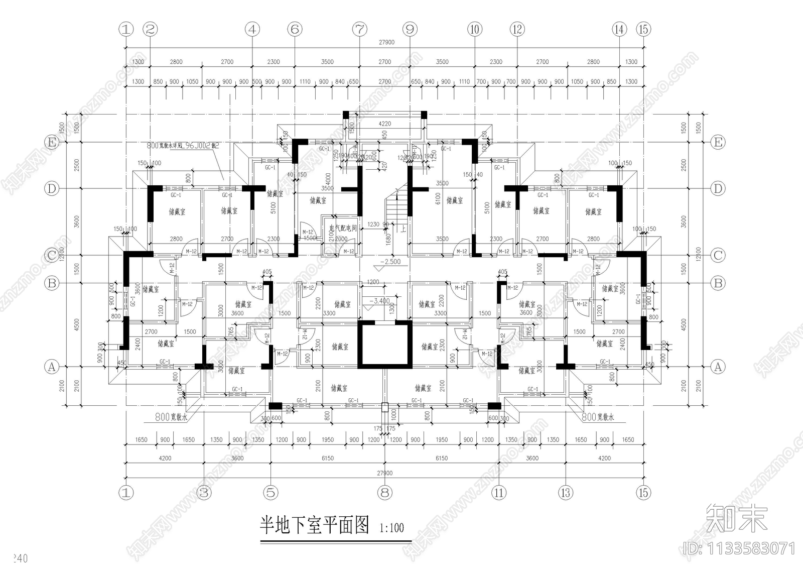 小区高层居住建筑cad施工图下载【ID:1133583071】