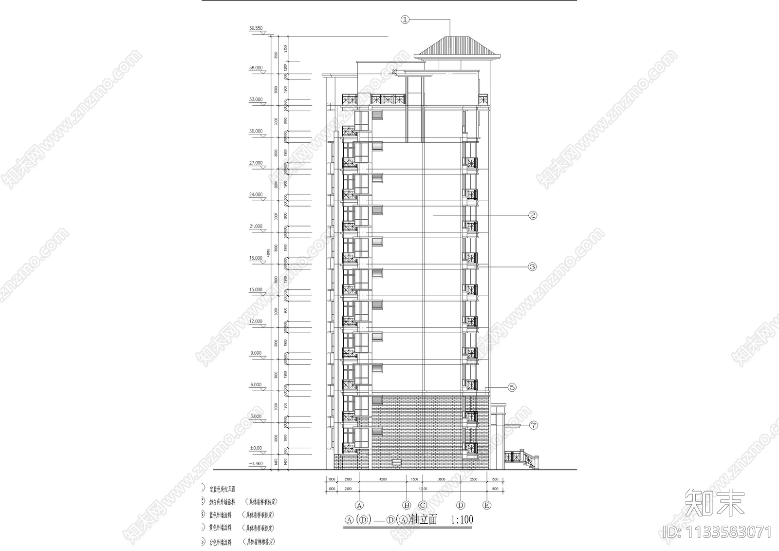 小区高层居住建筑cad施工图下载【ID:1133583071】