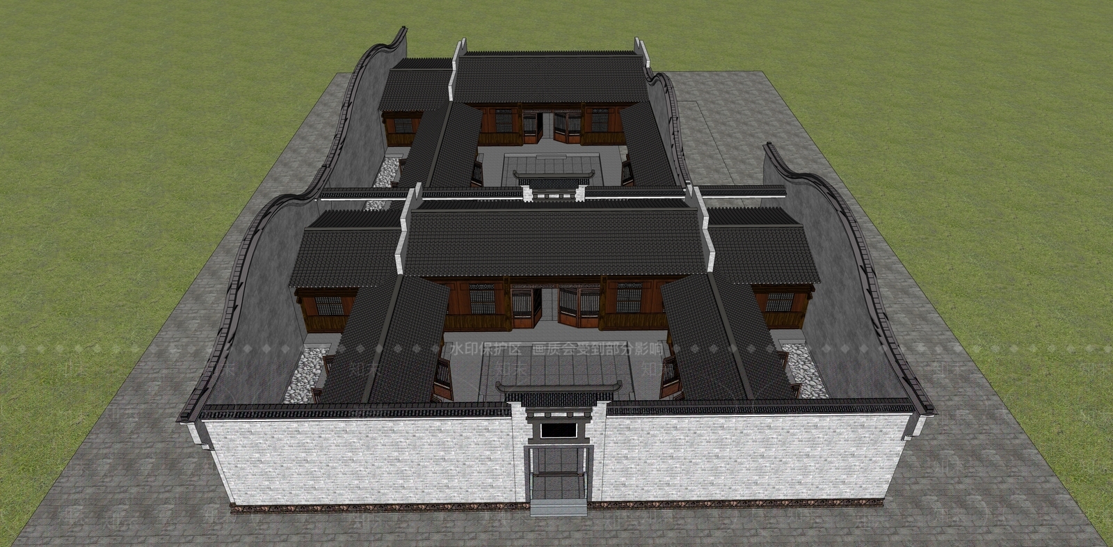 中式四合院SU模型下载【ID:1128724471】