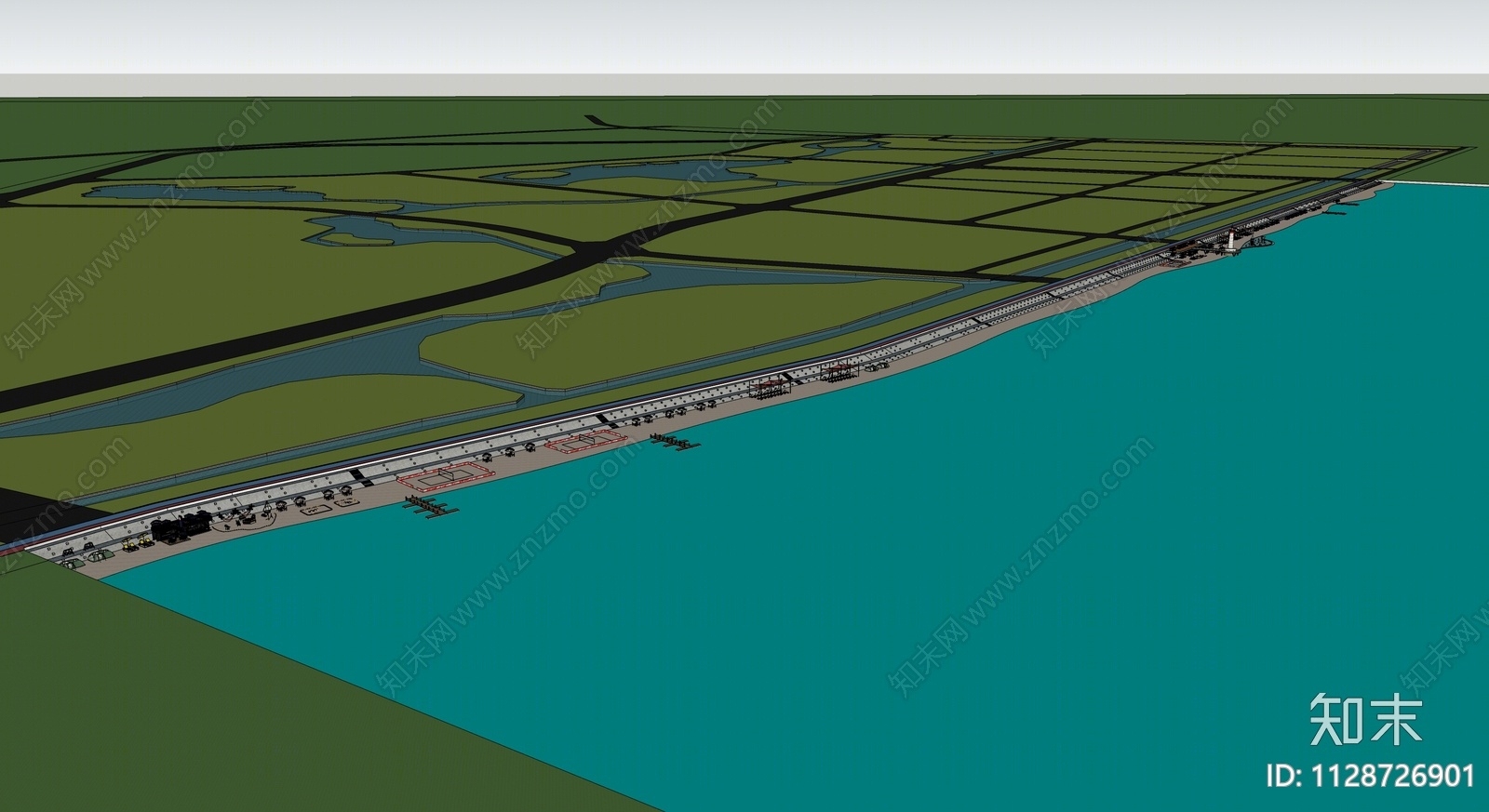 现代滨水景观SU模型下载【ID:1128726901】