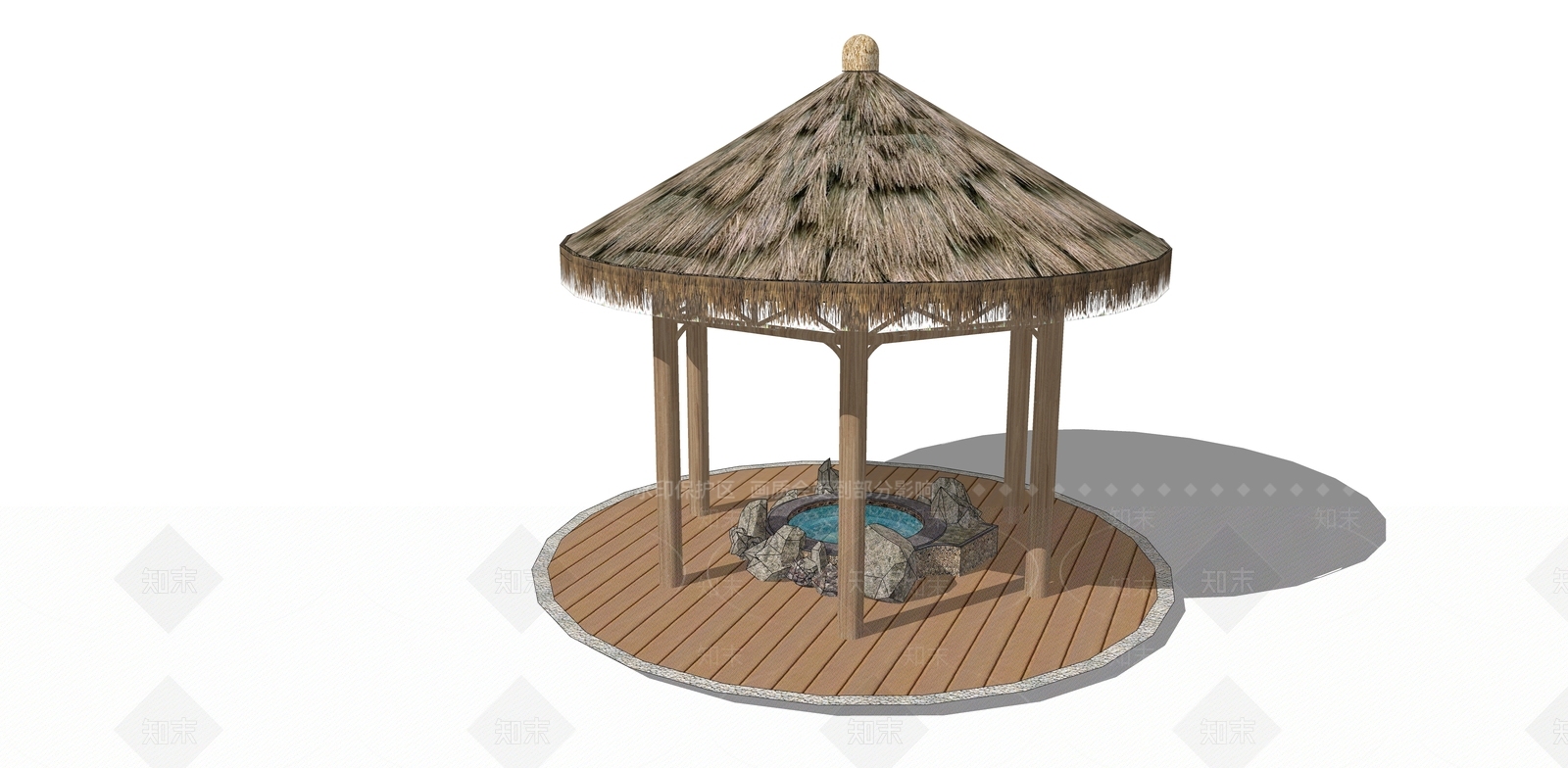 现代茅草亭SU模型下载【ID:1128736545】