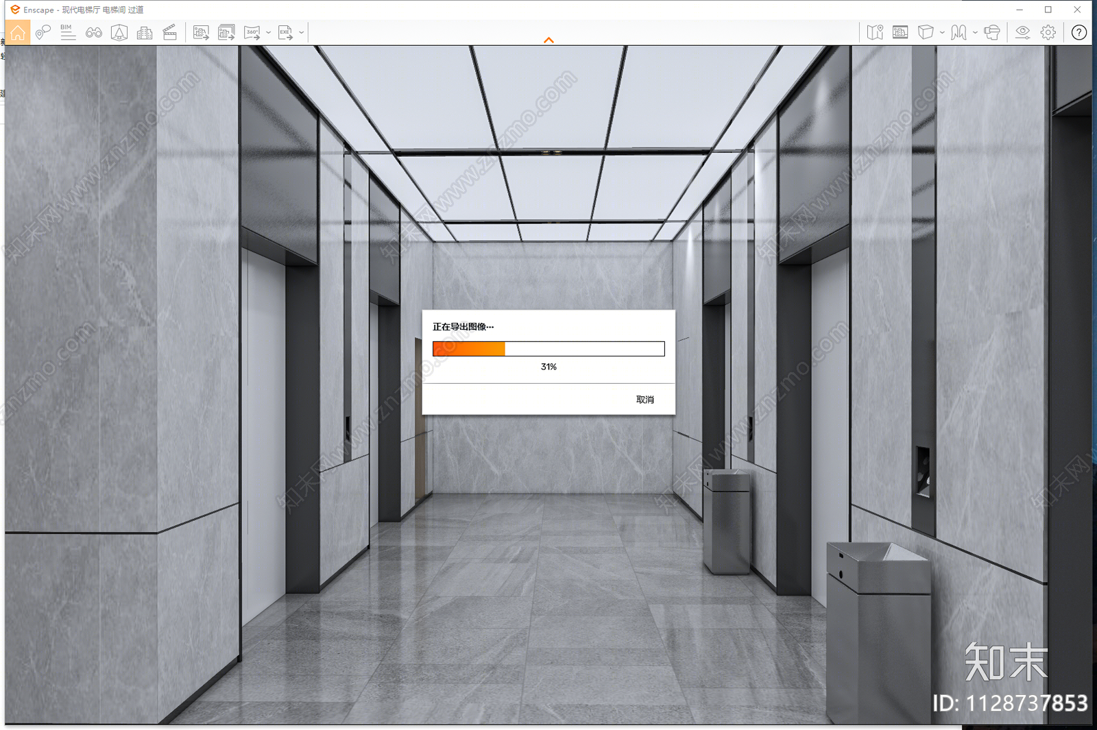 现代电梯厅SU模型下载【ID:1128737853】