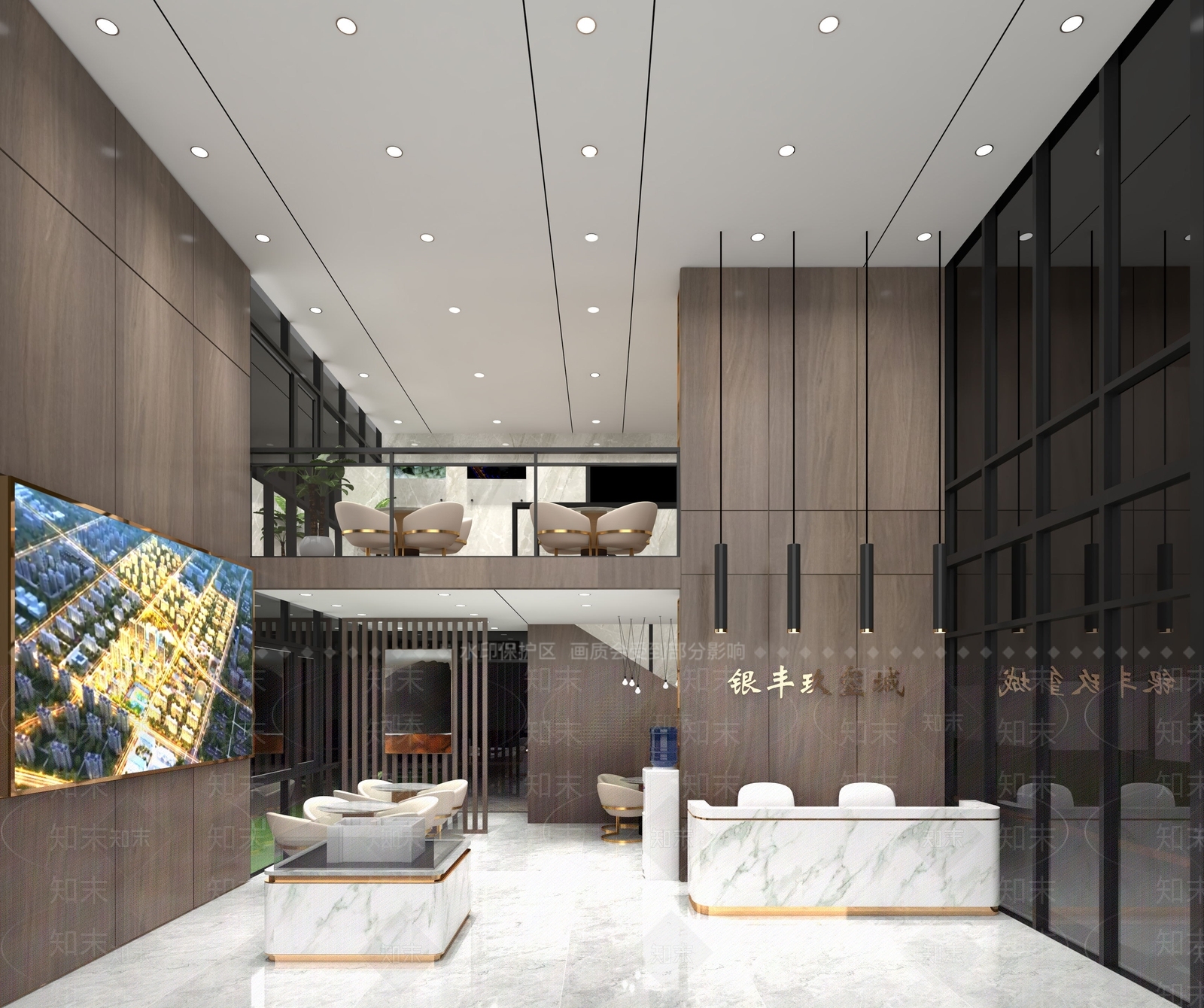 现代售楼处建筑SU模型下载【ID:1128738382】