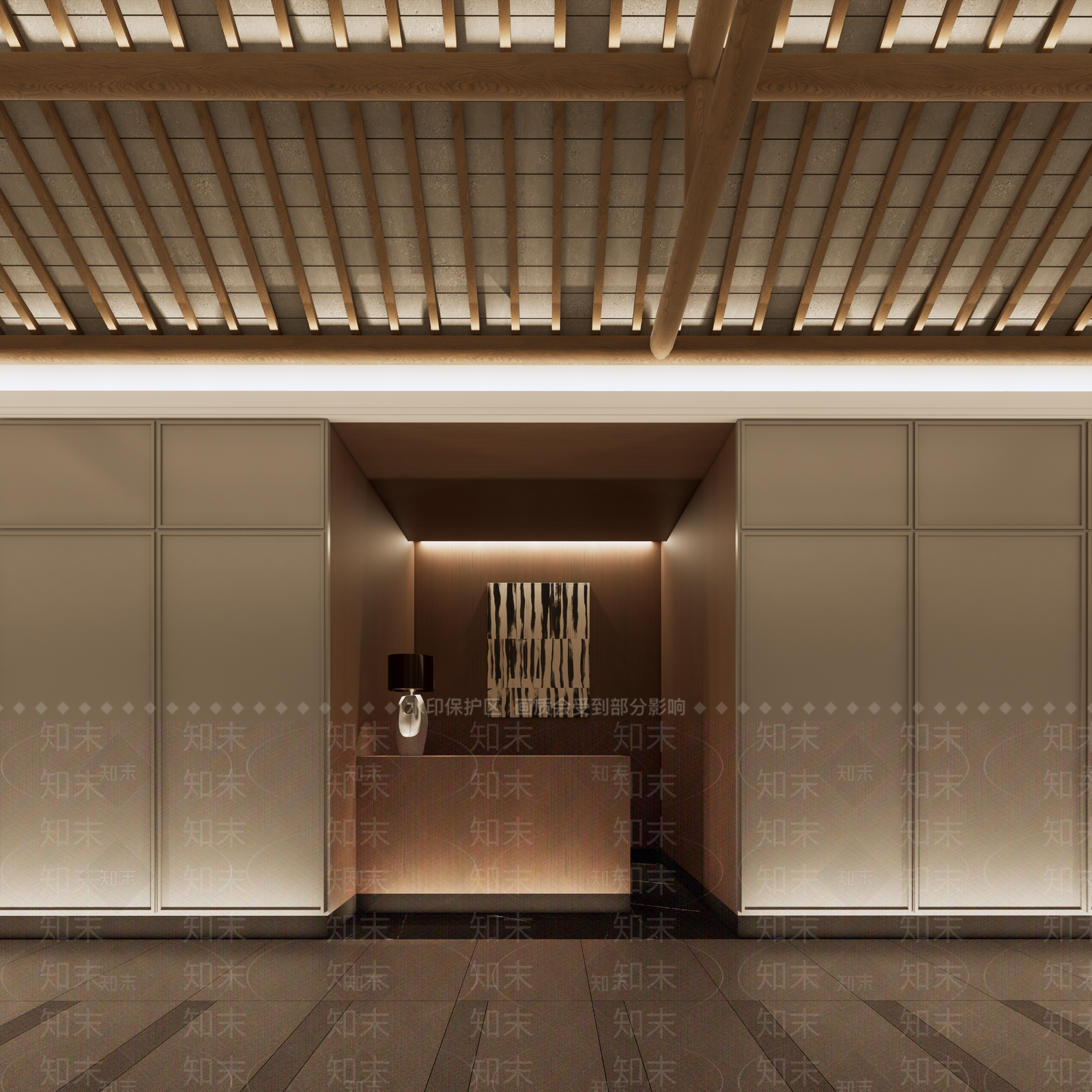 新中式酒店玄关过道SU模型下载【ID:1128738718】