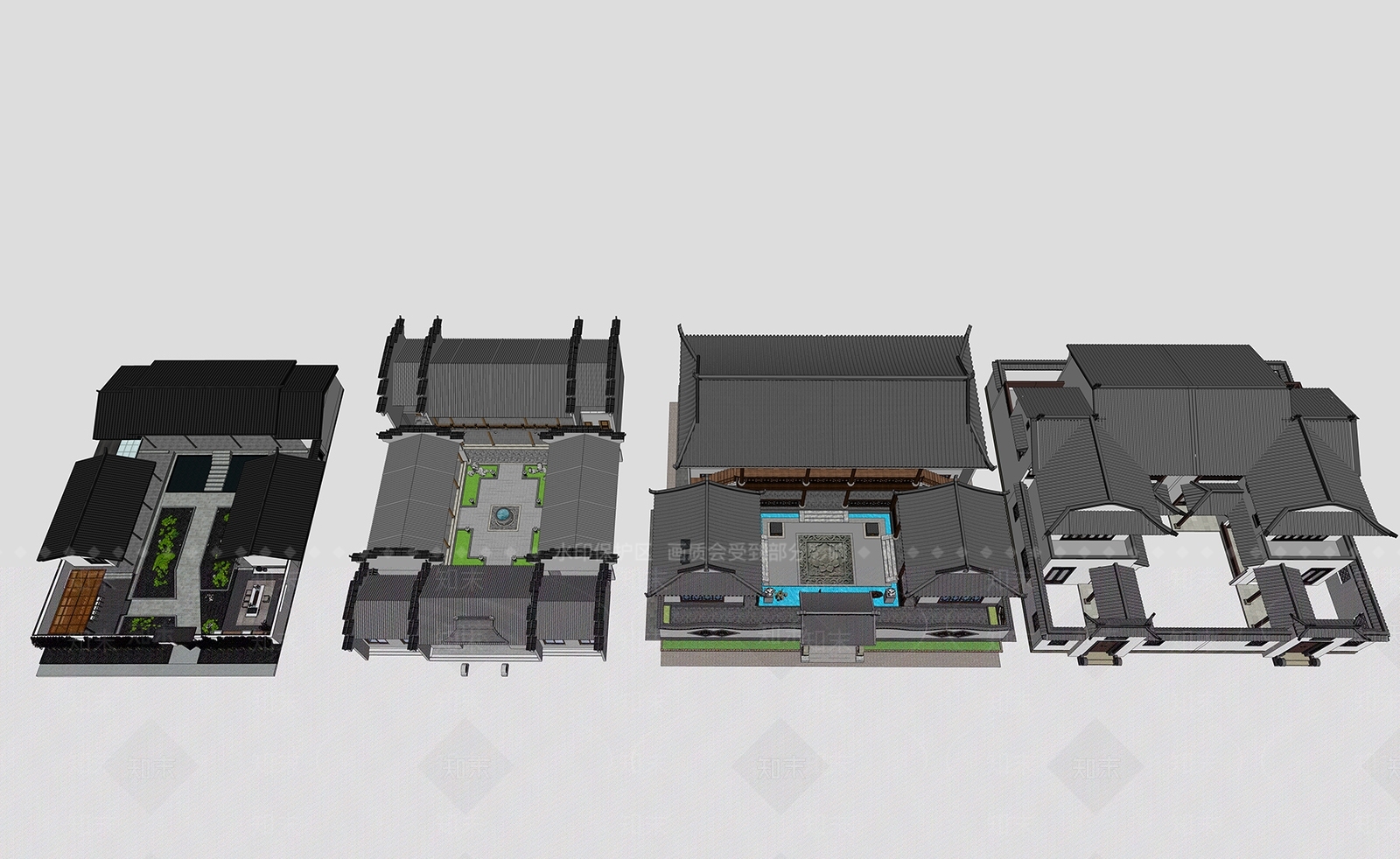 中式古建筑院落SU模型下载【ID:1128741786】