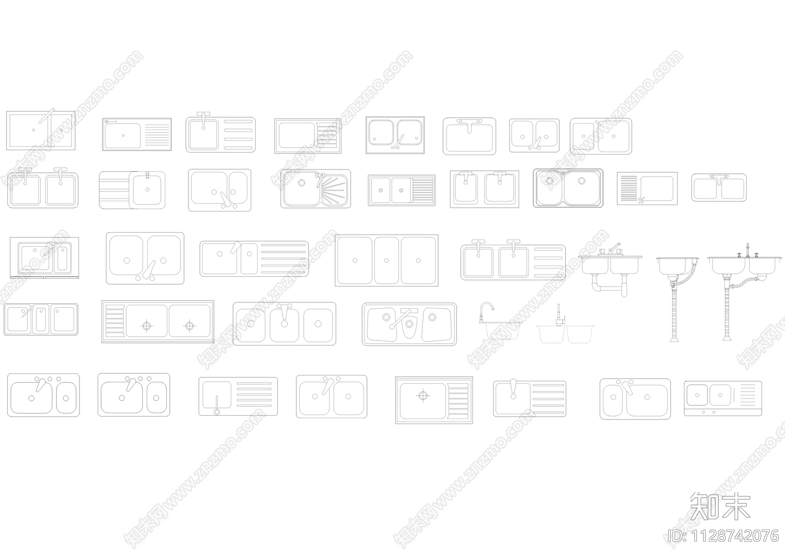 洗涤槽cad施工图下载【ID:1128742076】