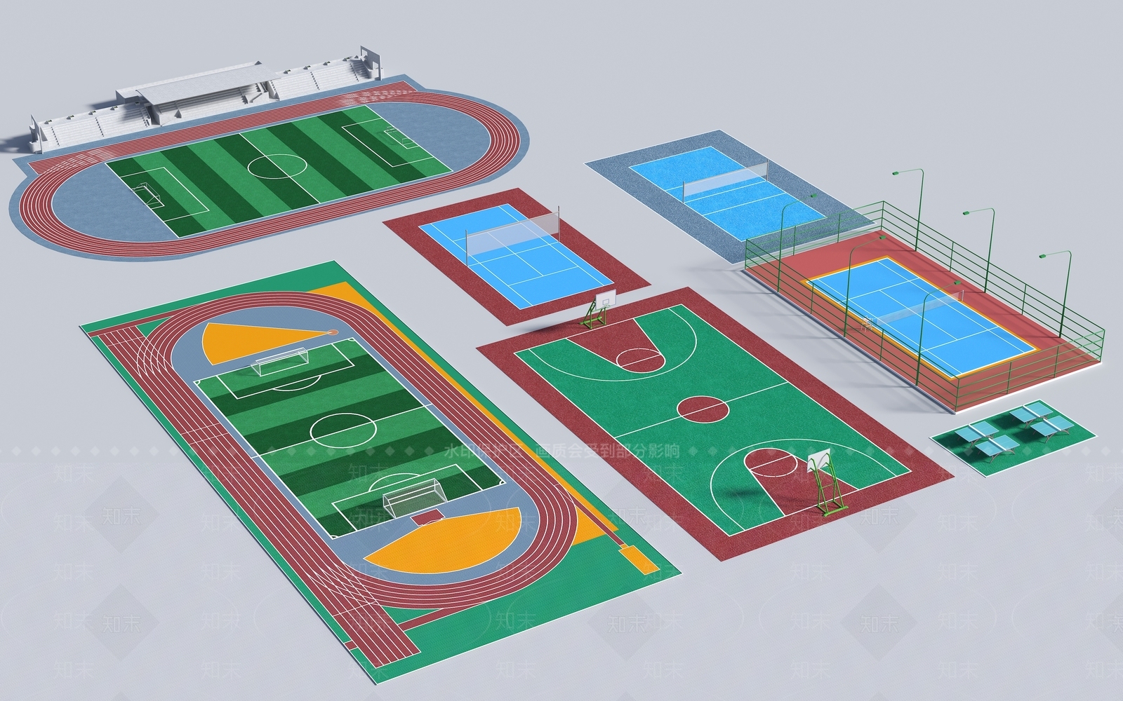 现代户外足球场3D模型下载【ID:1128742429】