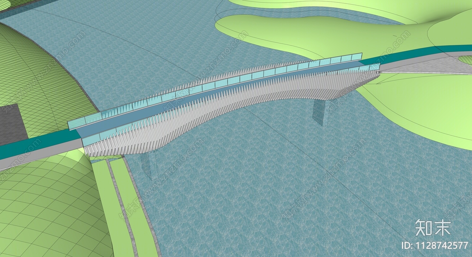 现代景观桥SU模型下载【ID:1128742577】