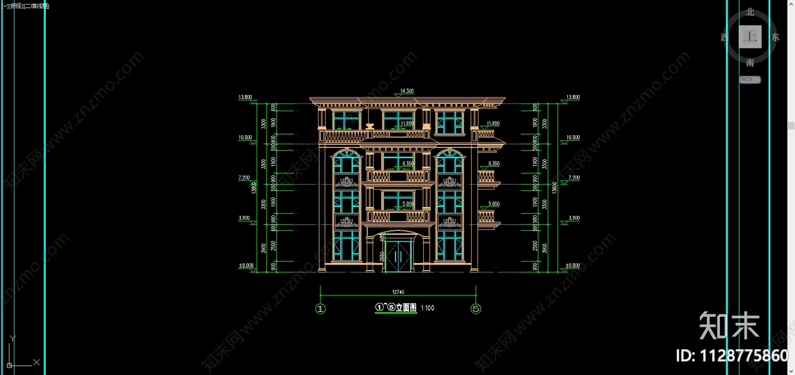 欧式别墅建筑cad施工图下载【ID:1128775860】