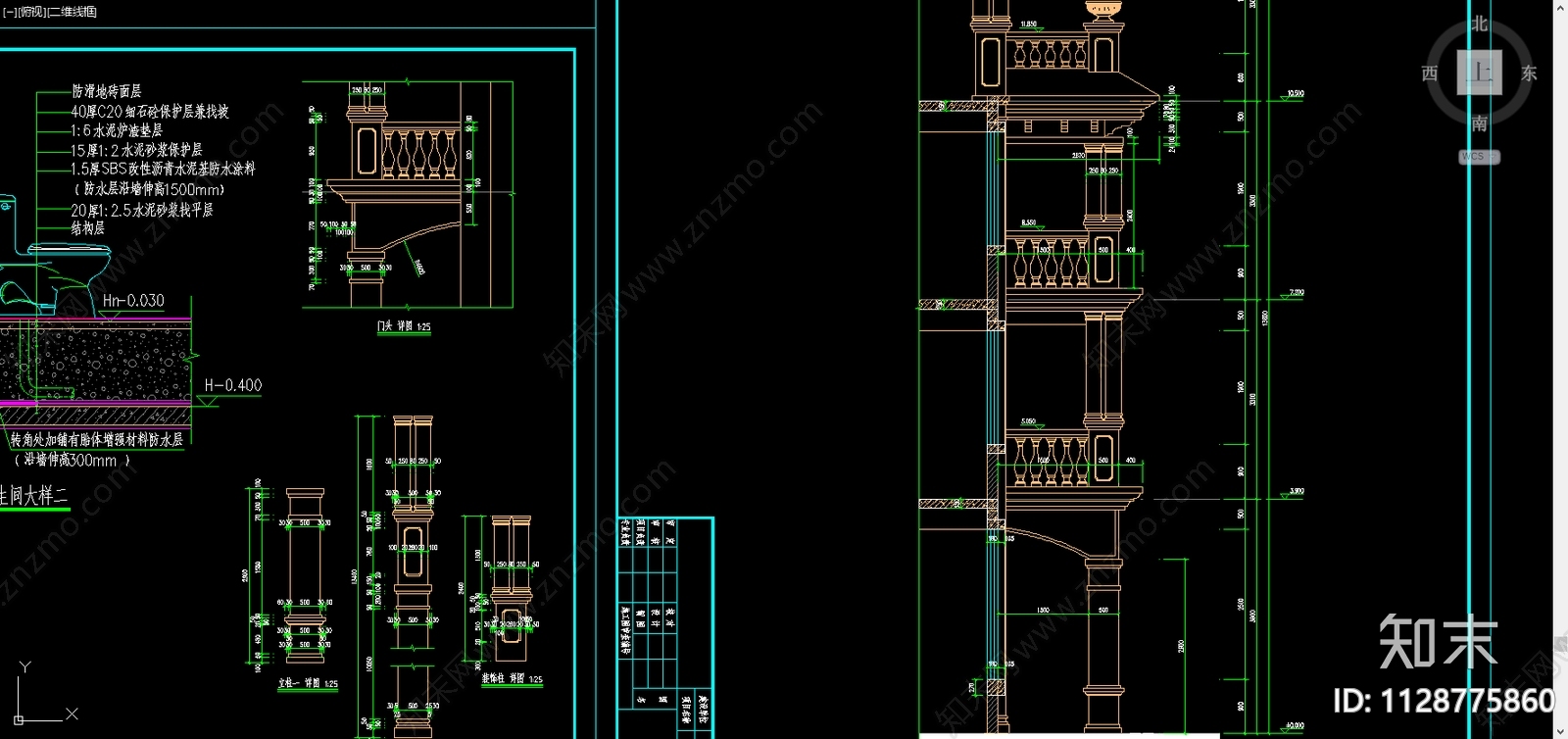 欧式别墅建筑cad施工图下载【ID:1128775860】