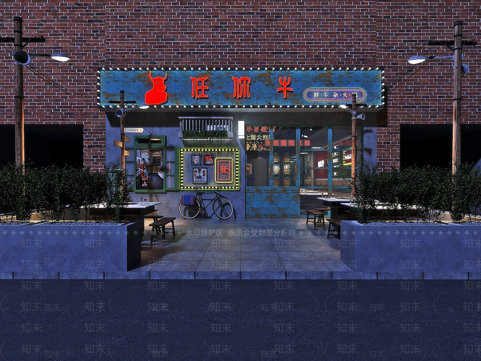 工业风港风火锅店3D模型下载【ID:1128780061】