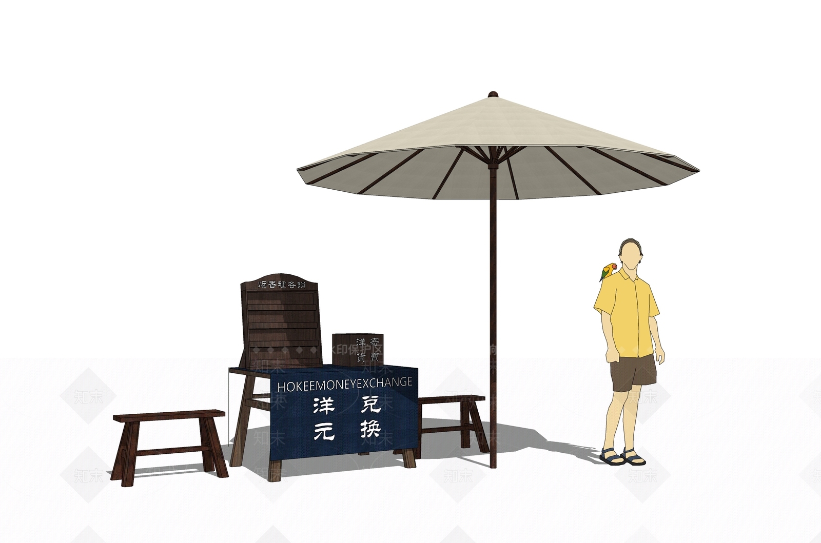 中式摊位SU模型下载【ID:1128786627】