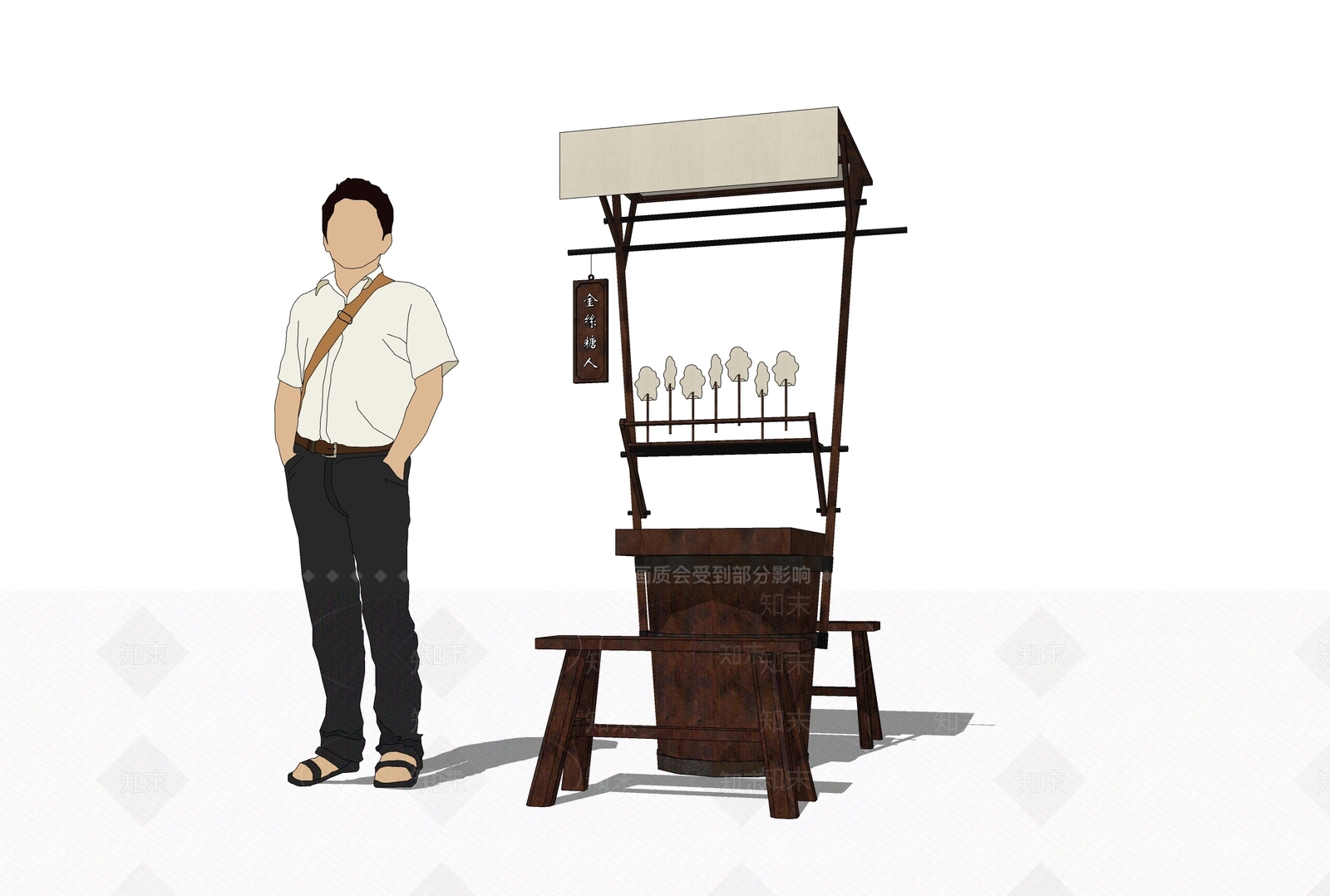 中式摊位SU模型下载【ID:1128786886】