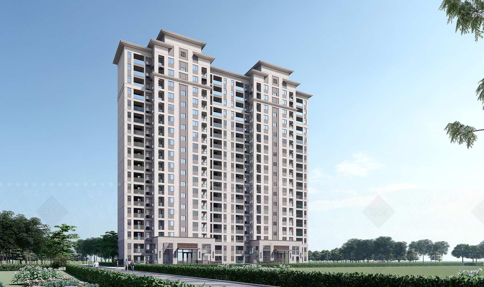 现代高层住宅楼SU模型下载【ID:1128797360】
