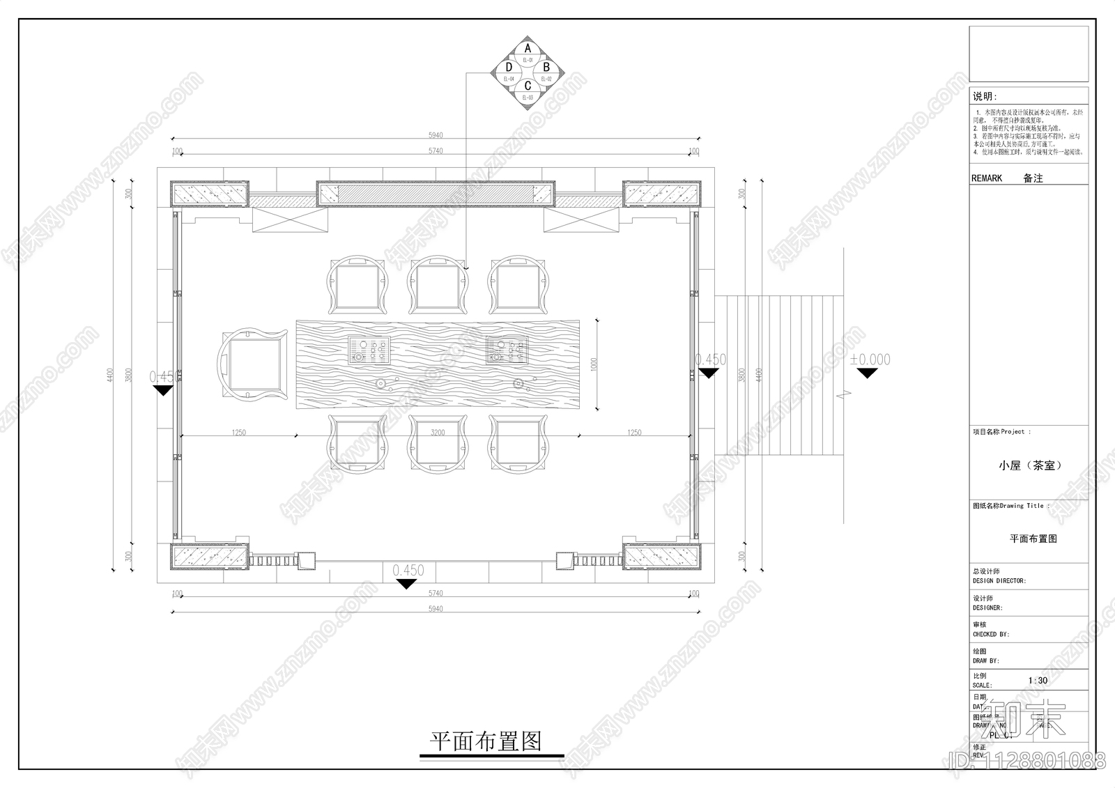 家装茶室cad施工图下载【ID:1128801088】