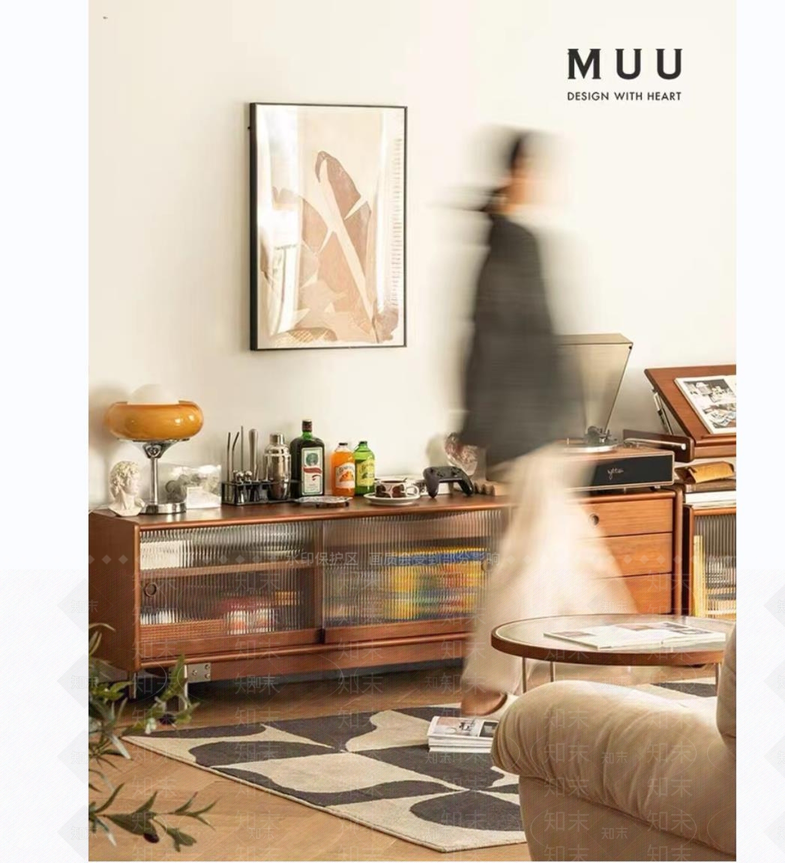 北欧复古玻璃原木电视机柜SU模型下载【ID:1128805843】