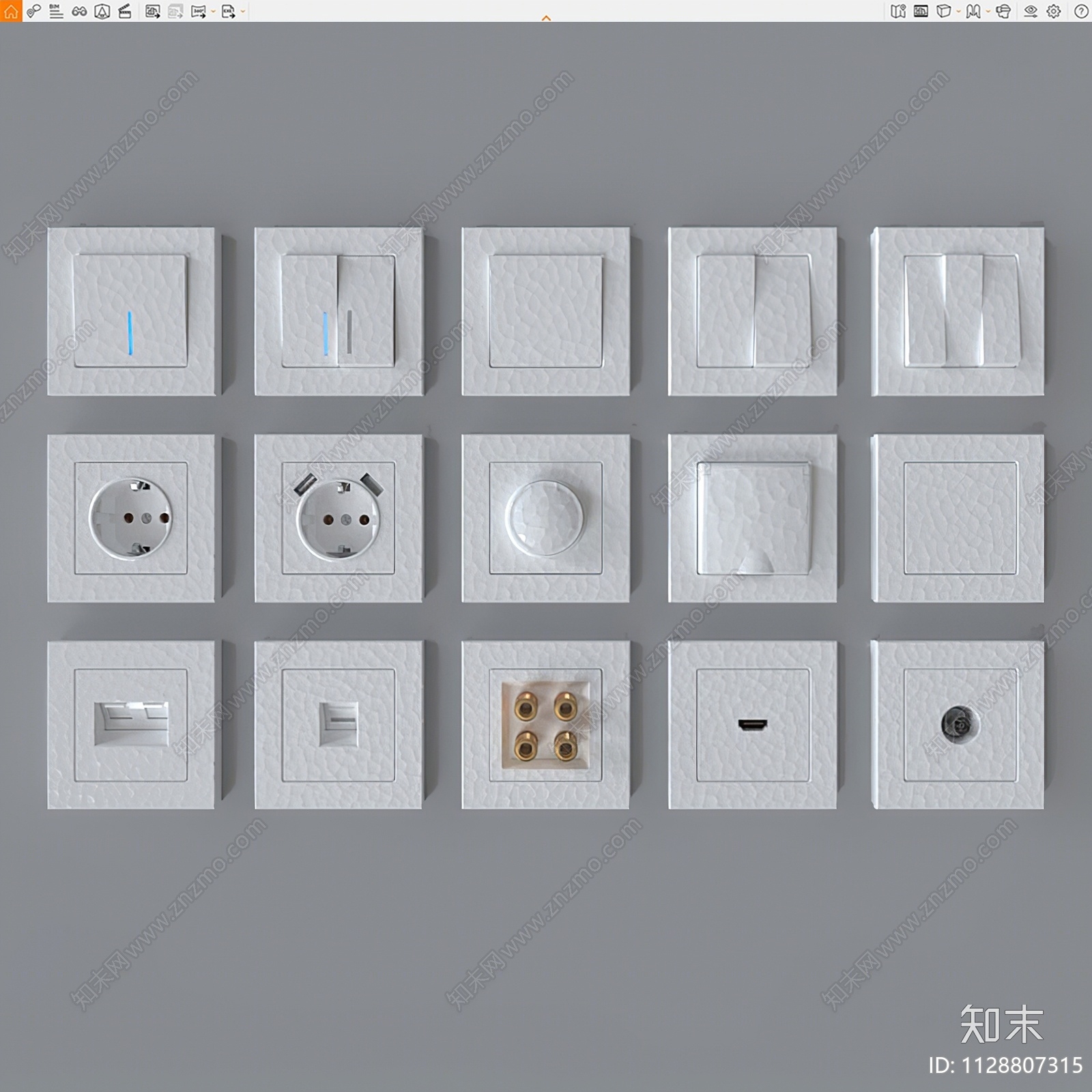现代开关插座组合SU模型下载【ID:1128807315】