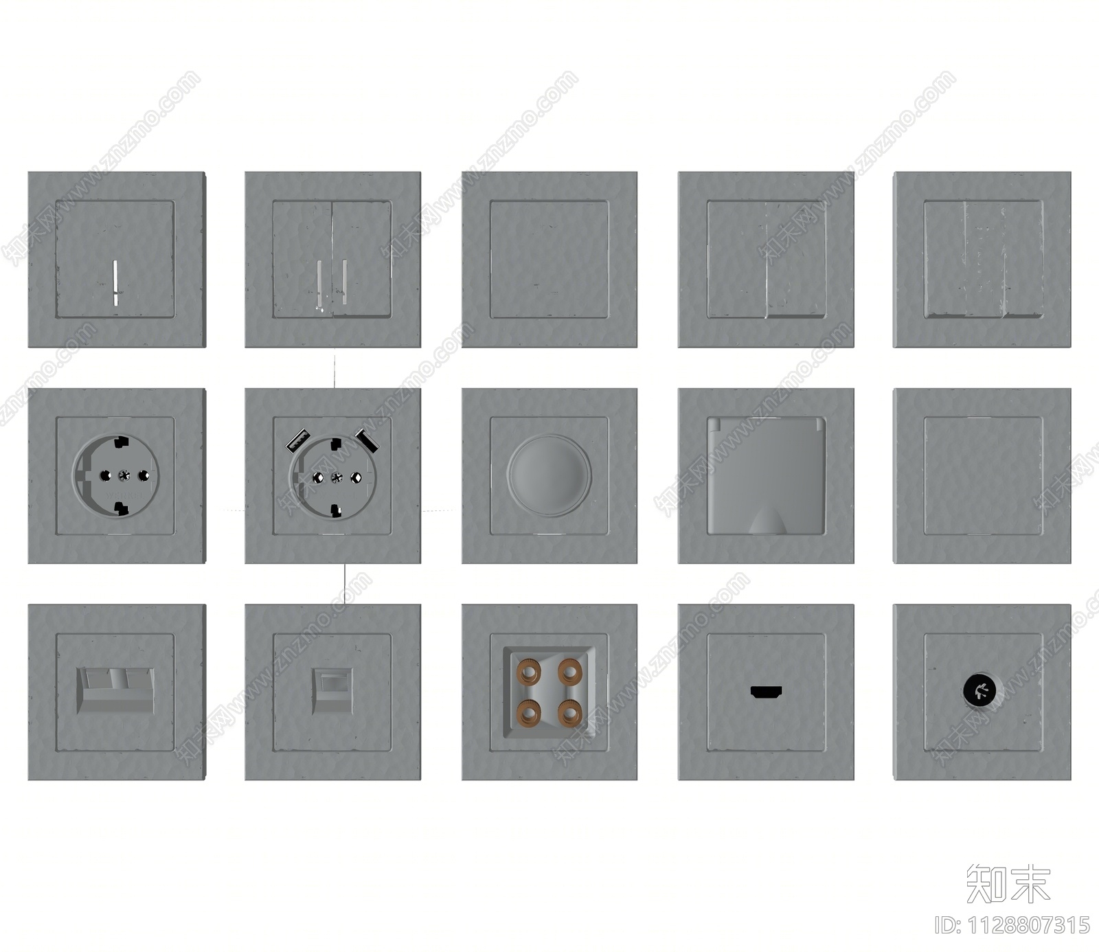 现代开关插座组合SU模型下载【ID:1128807315】
