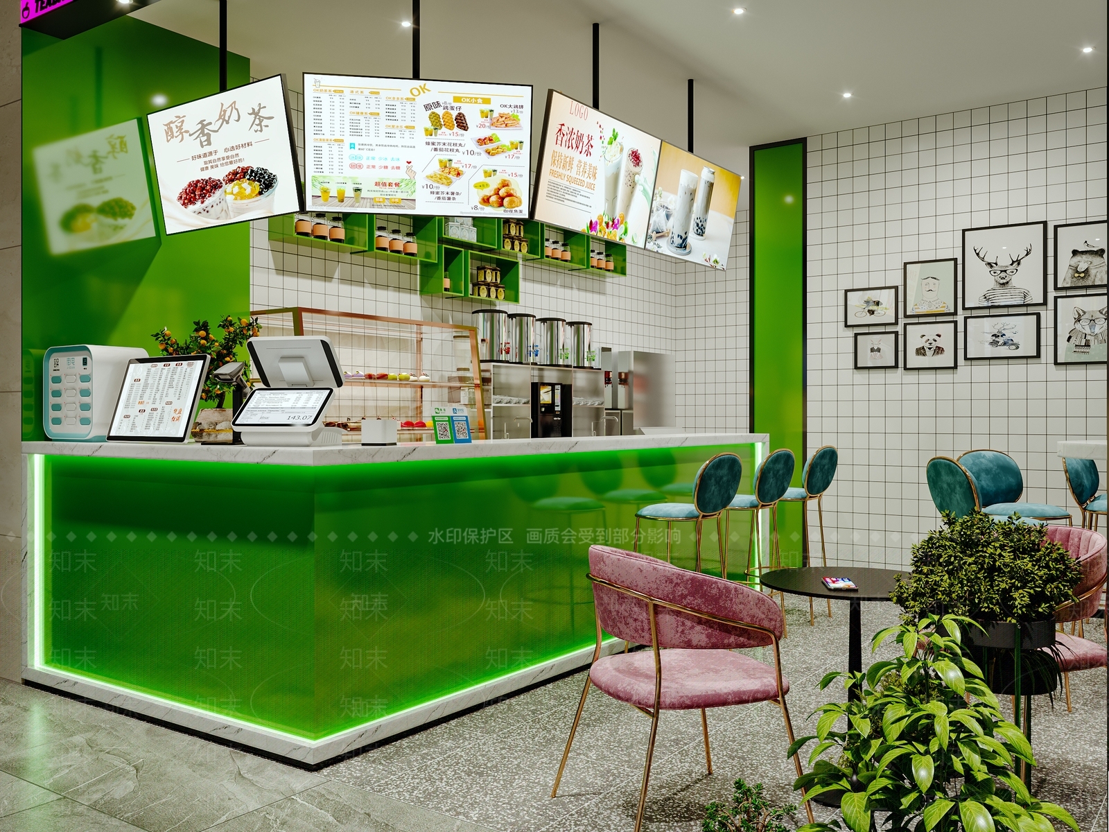 现代奶茶店3D模型下载【ID:1128807199】