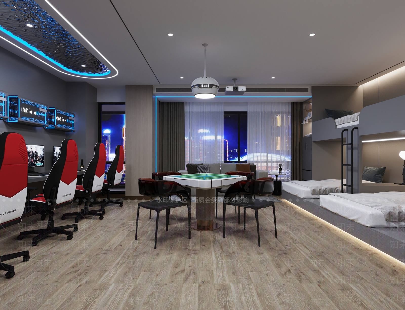 现代电竞酒店客房3D模型下载【ID:1128808395】