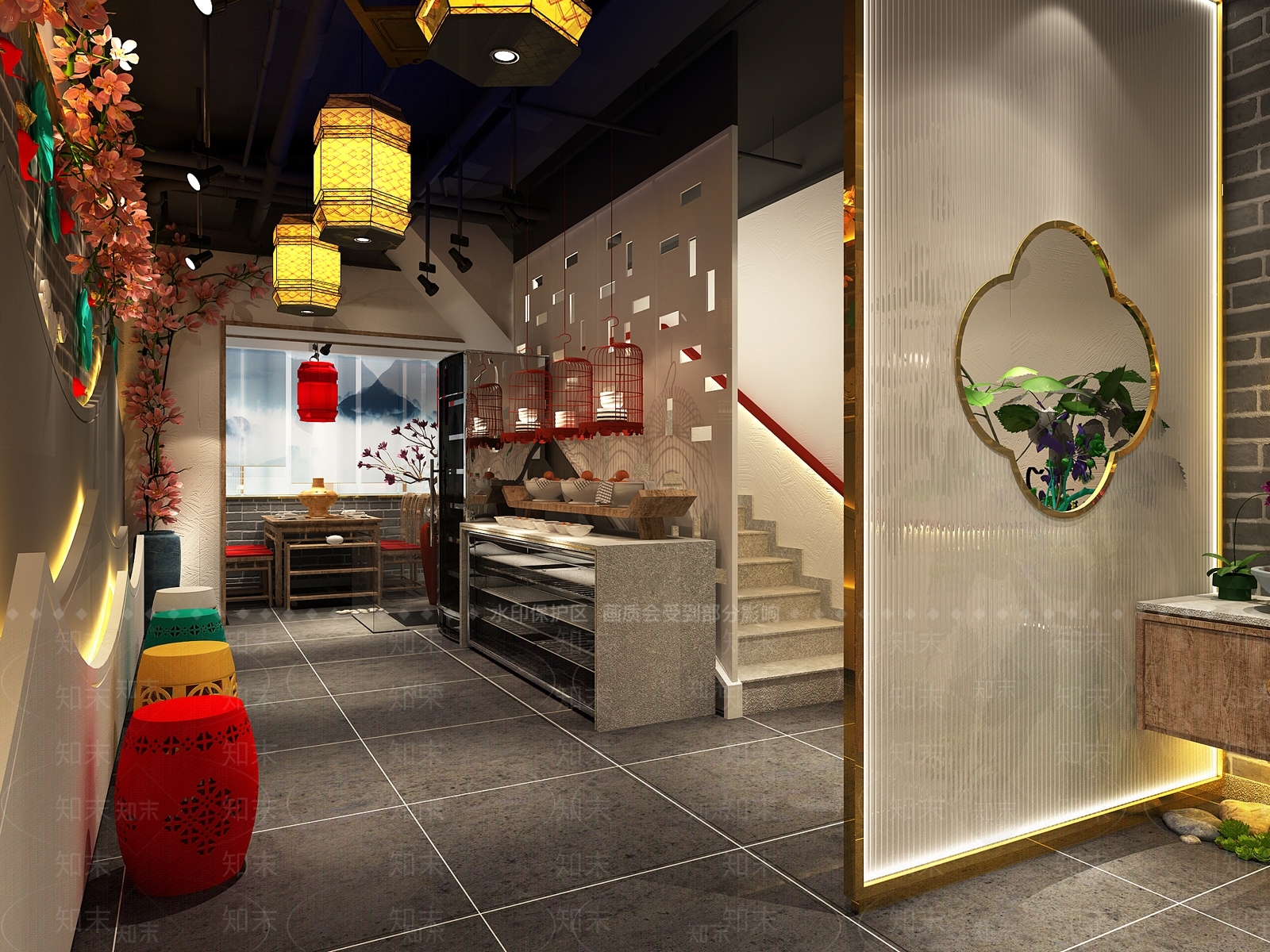 中式火锅店3D模型下载【ID:1128810168】