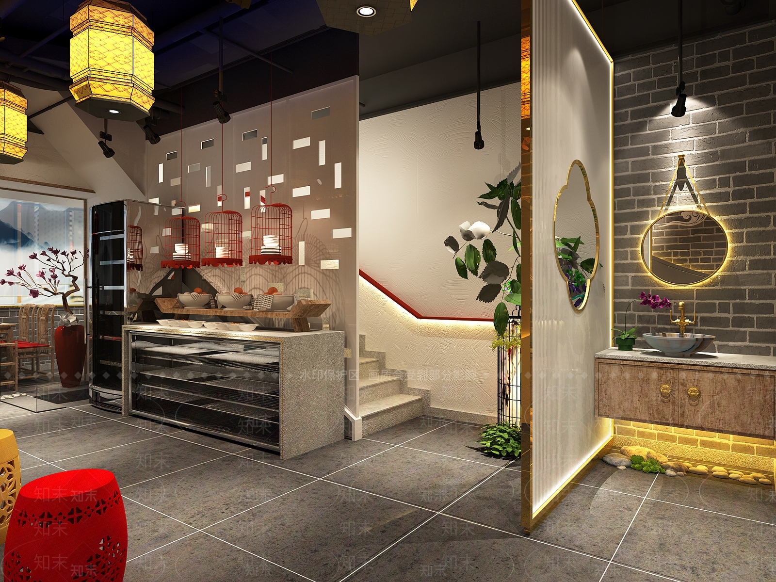 中式火锅店3D模型下载【ID:1128810168】