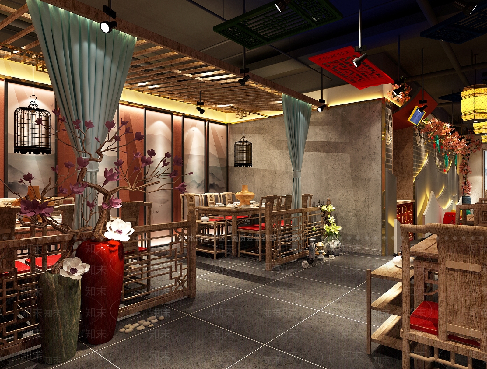 中式火锅店3D模型下载【ID:1128810168】