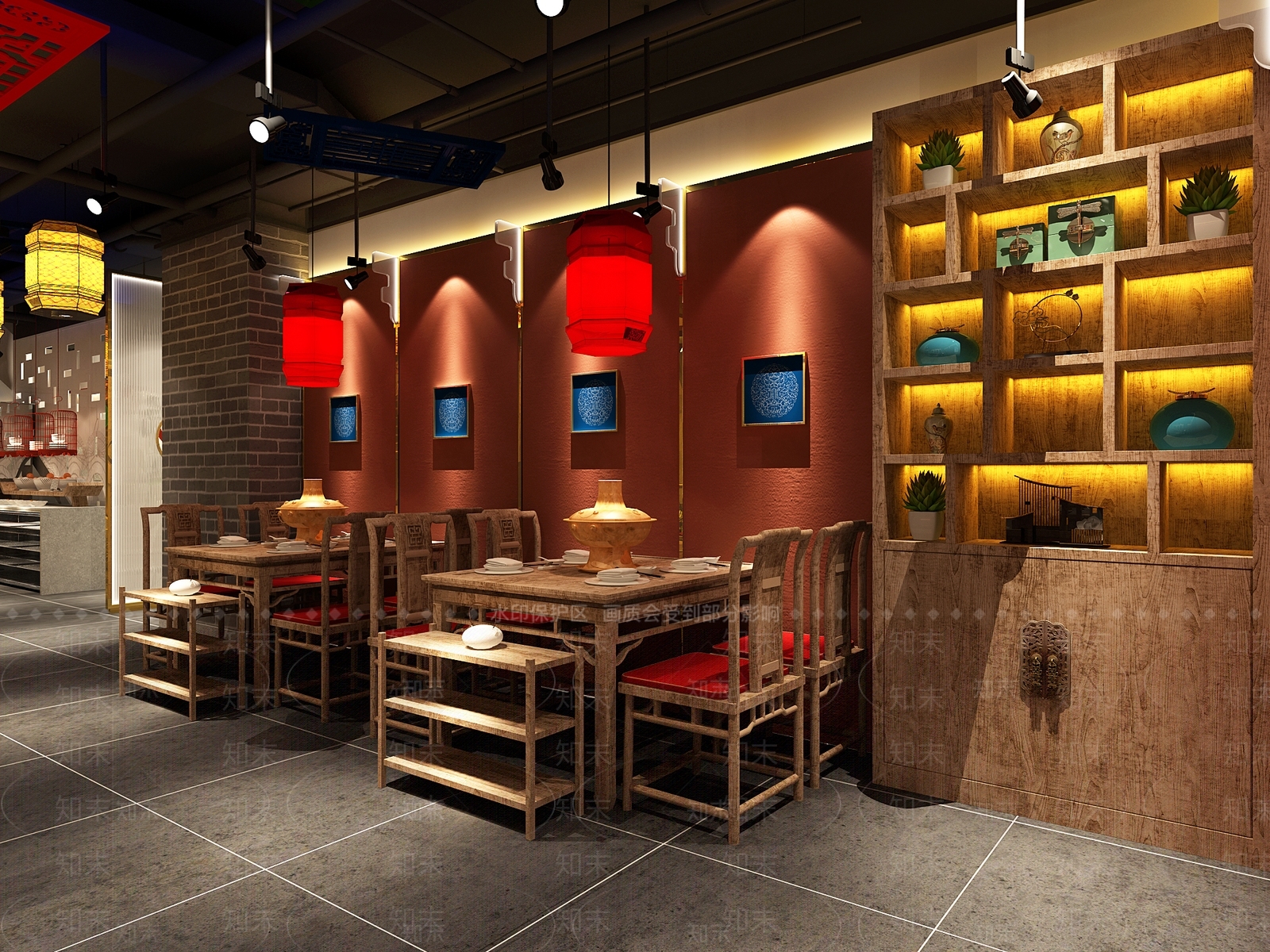 中式火锅店3D模型下载【ID:1128810168】