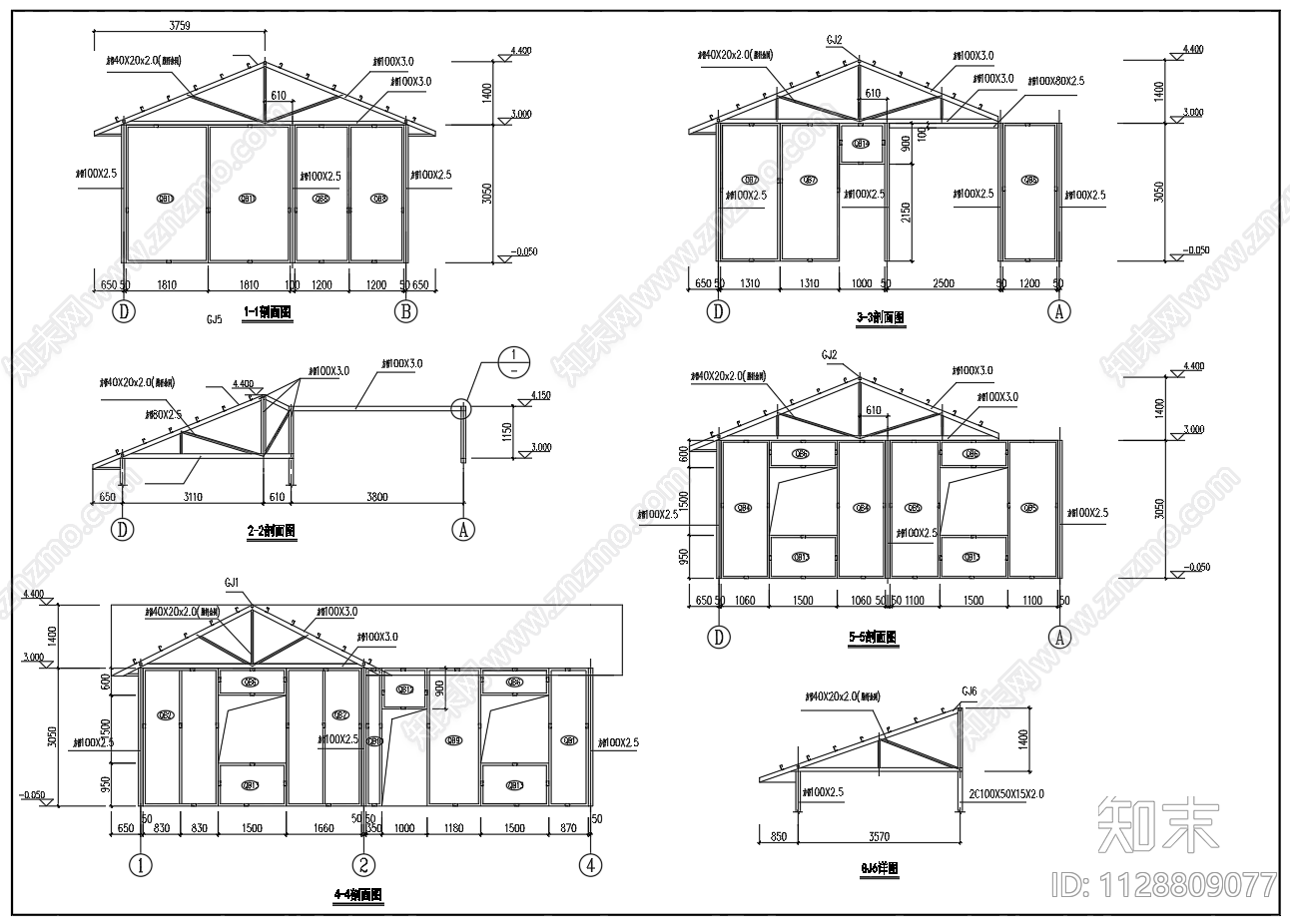 轻钢结构装配式别墅建筑结构施工图下载【ID:1128809077】