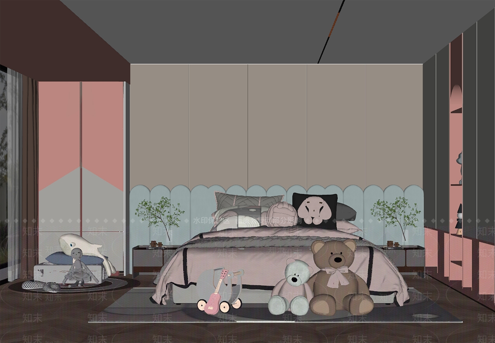 现代女孩房SU模型下载【ID:1128811430】