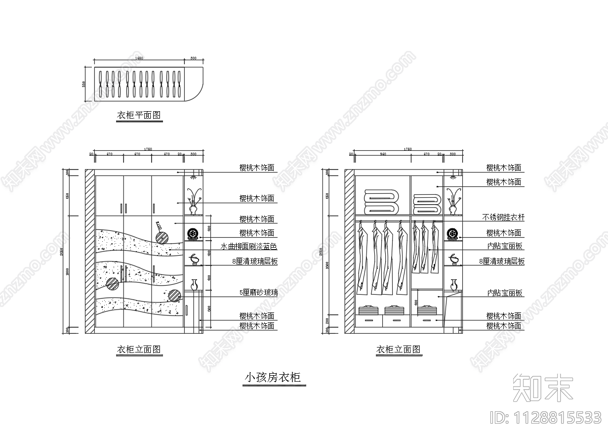 衣柜合集cad施工图下载【ID:1128815533】