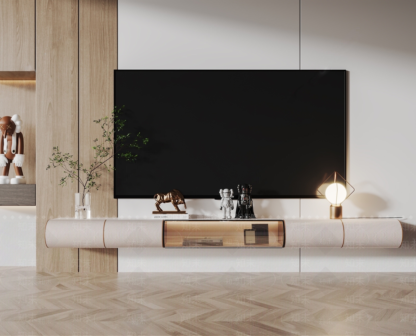 现代轻奢壁挂式电视柜SU模型下载【ID:1128851431】