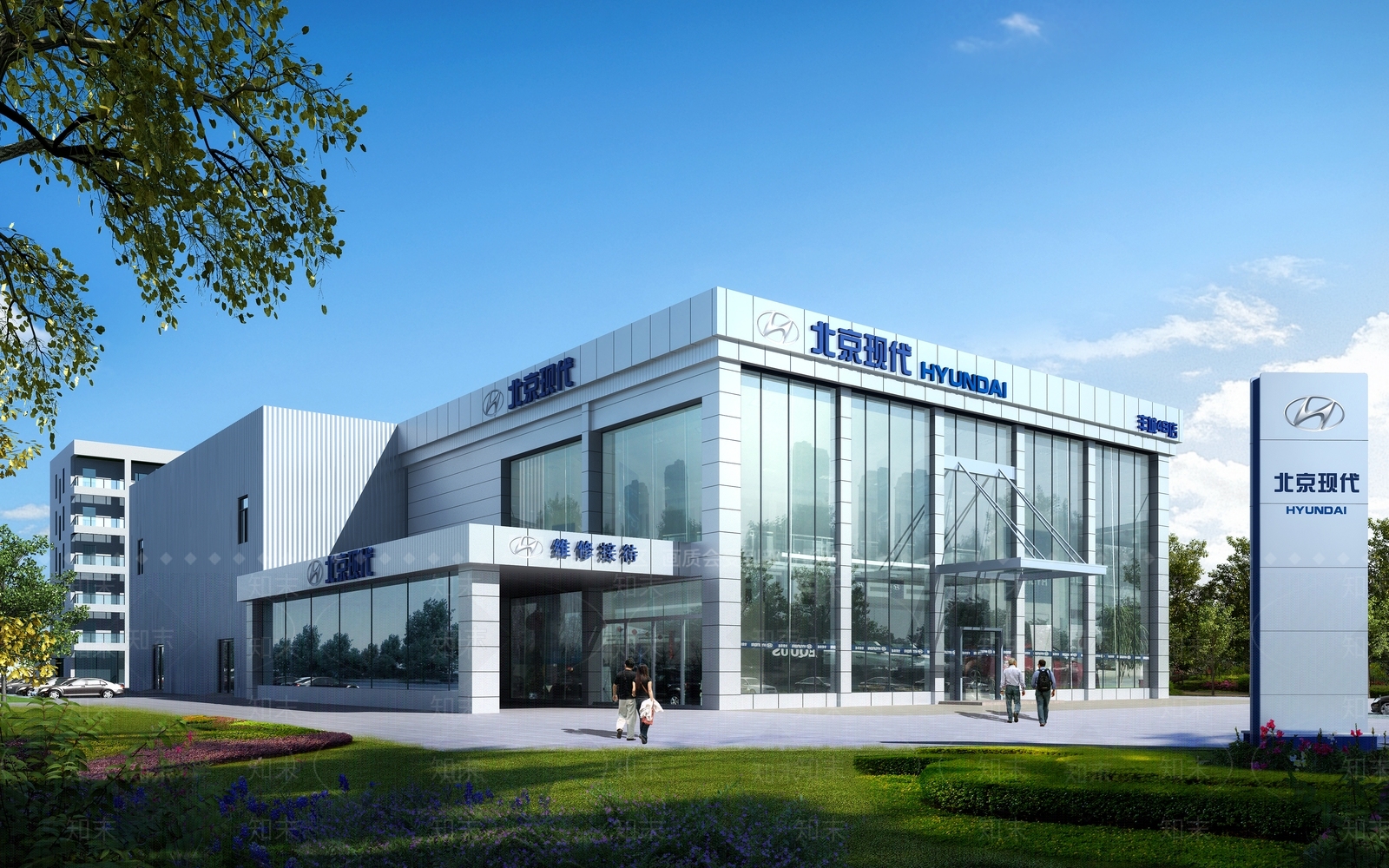 现代汽车4S店建筑外观3D模型下载【ID:1128890619】