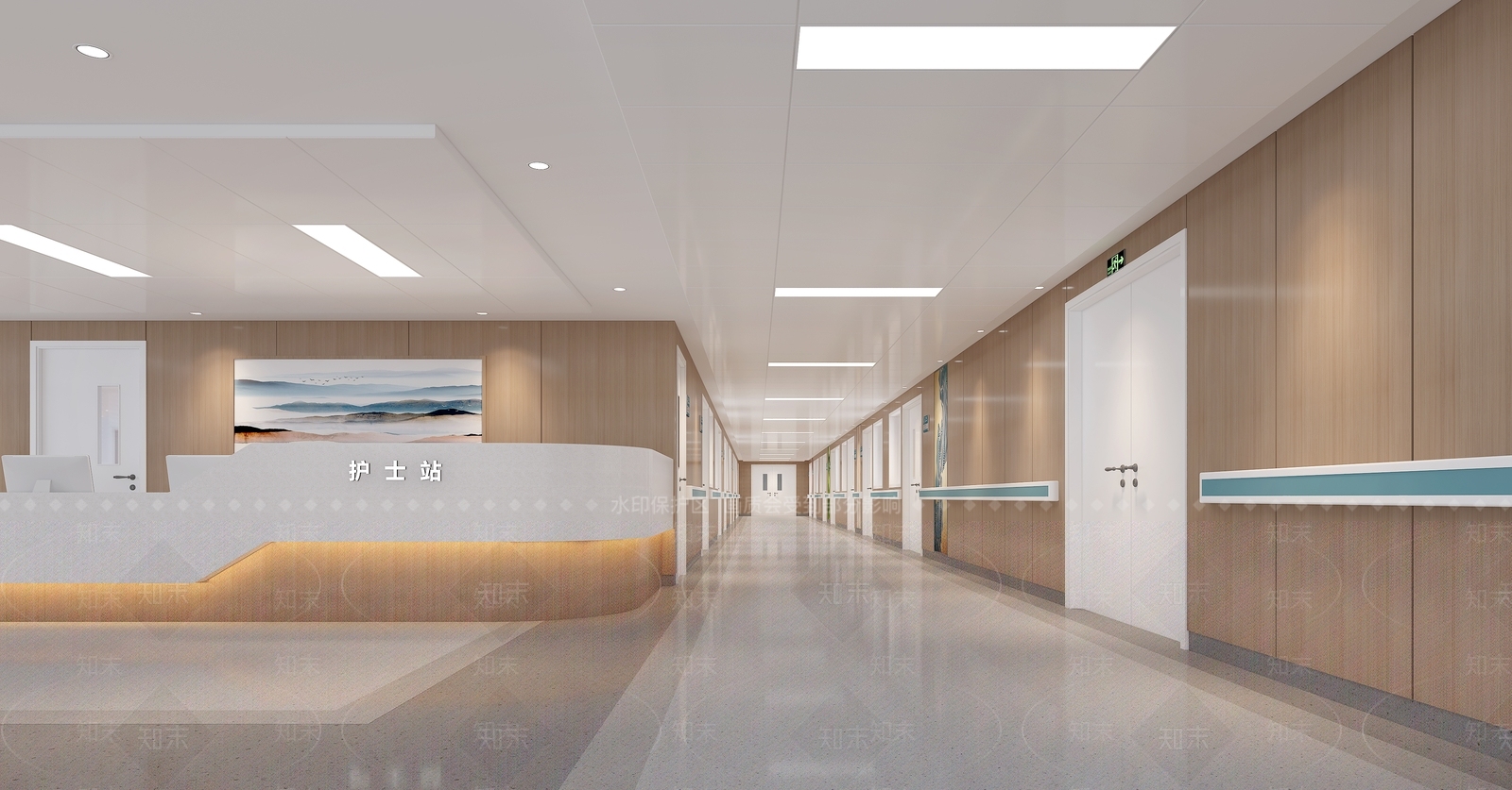 现代医院走廊3D模型下载【ID:1128891527】