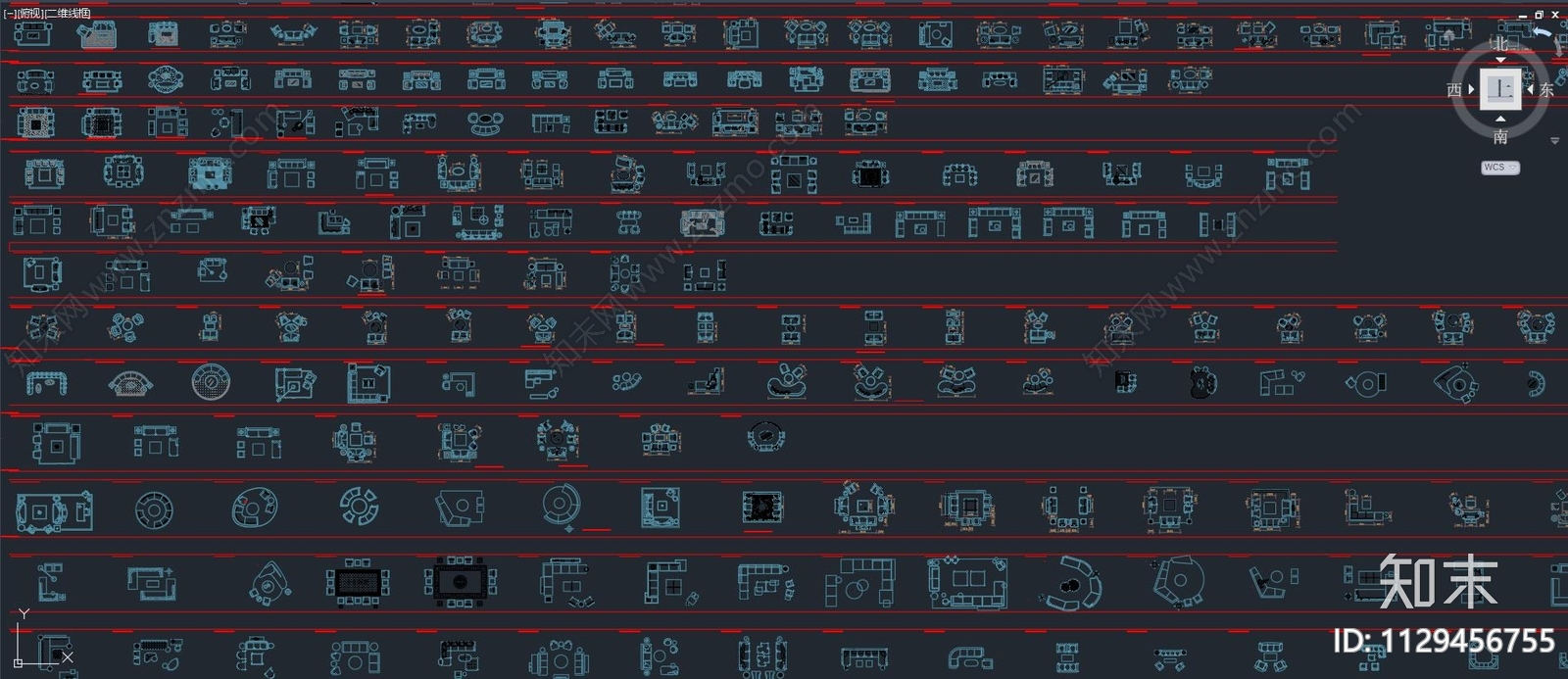 高级整套沙发组合平面施工图下载【ID:1129456755】