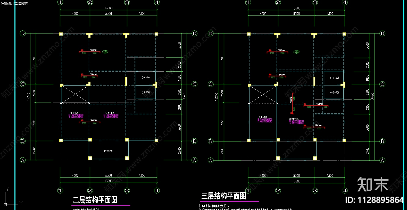 住宅建结构设计cad施工图下载【ID:1128895864】