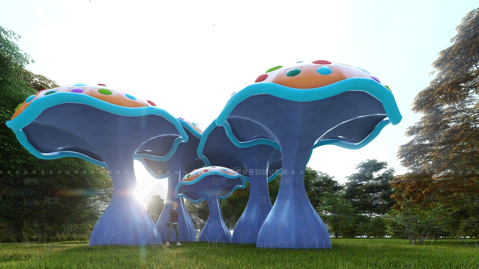 现代蘑菇小品SU模型下载【ID:1128897906】