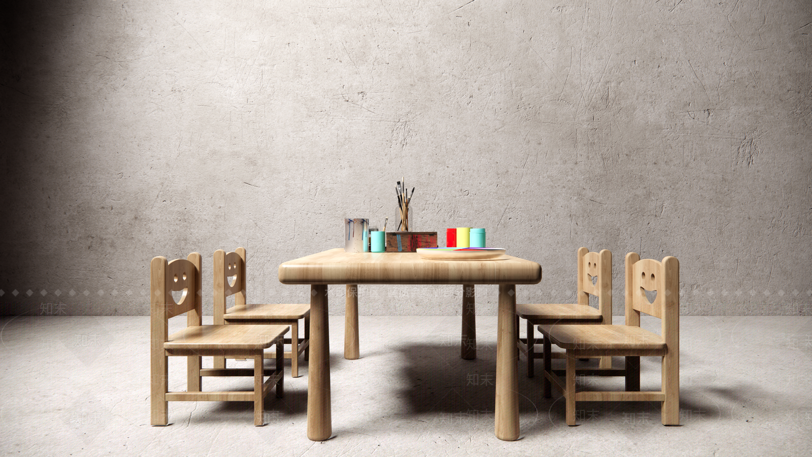 侘寂儿童玩耍桌椅SU模型下载【ID:1128899439】
