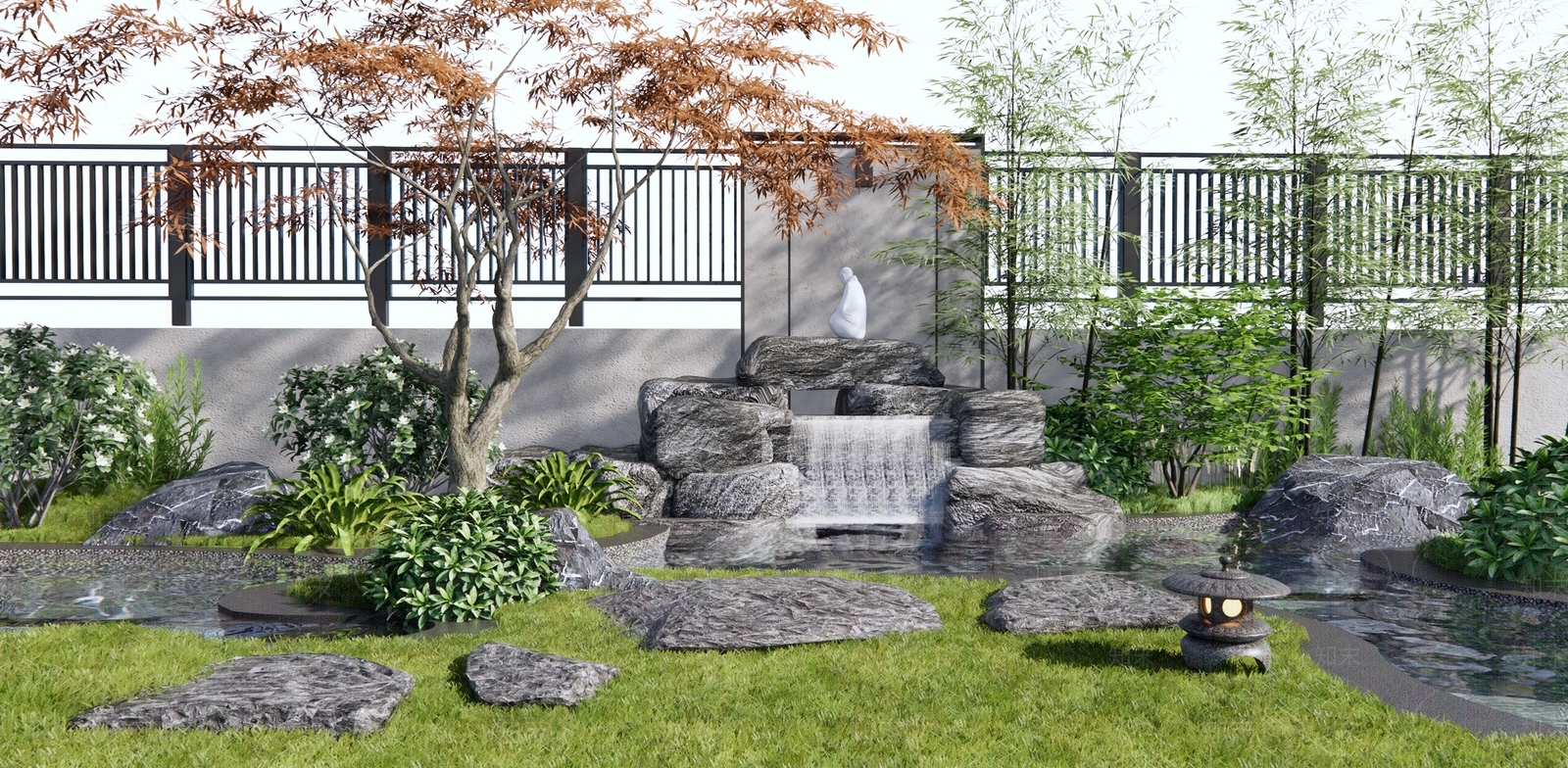 现代假山水景3D模型下载【ID:1128900512】