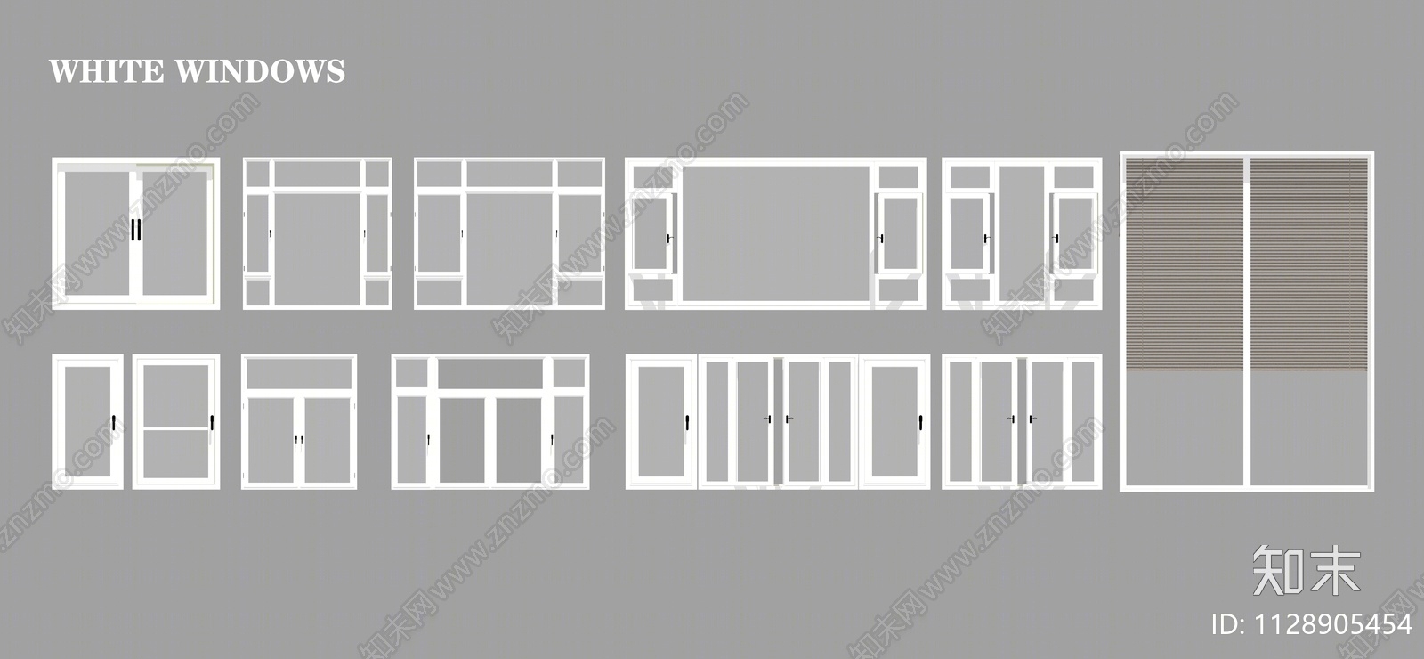 现代白色窗户组合SU模型下载【ID:1128905454】